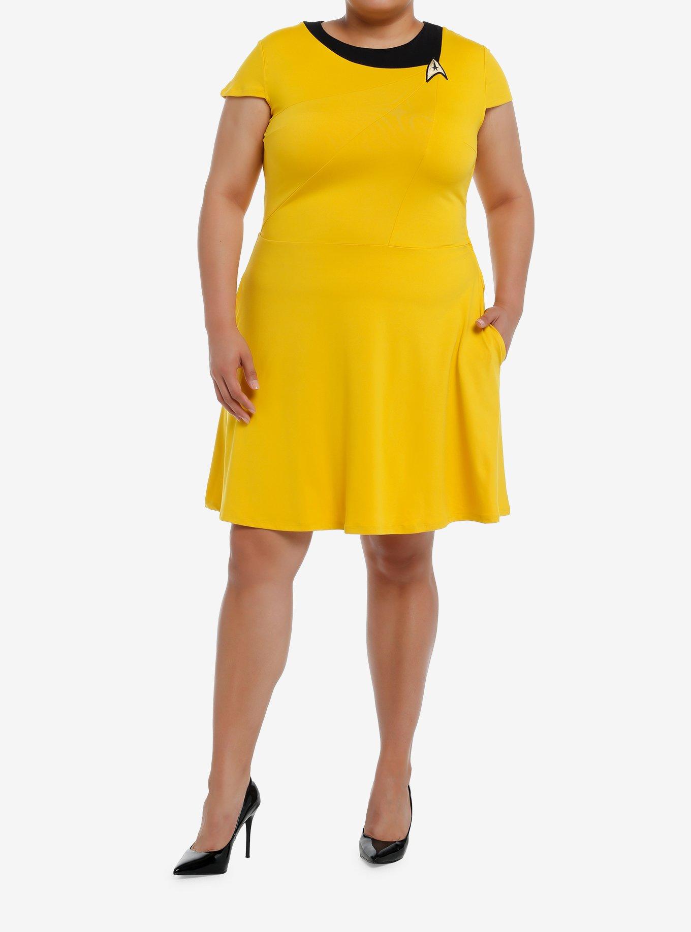 Her Universe Star Trek Command Uniform Dress Plus Size Her Universe Exclusive, GOLDEN YELLOW, alternate