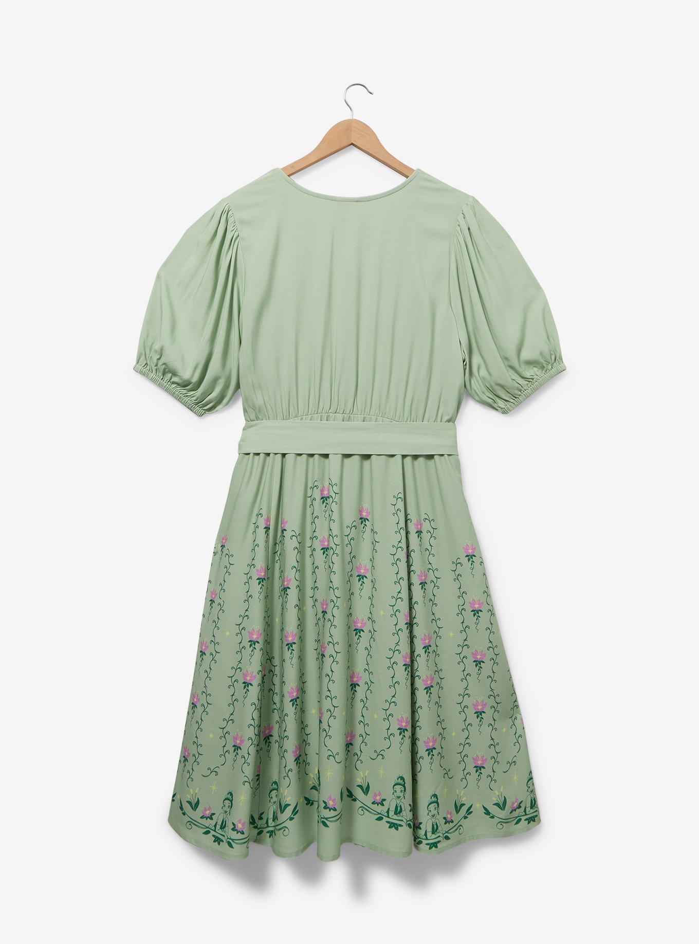 Disney The Princess and the Frog Bayou Puff Sleeve Plus Size Midi Dress &mdash; BoxLunch Exclusive, SAGE, alternate