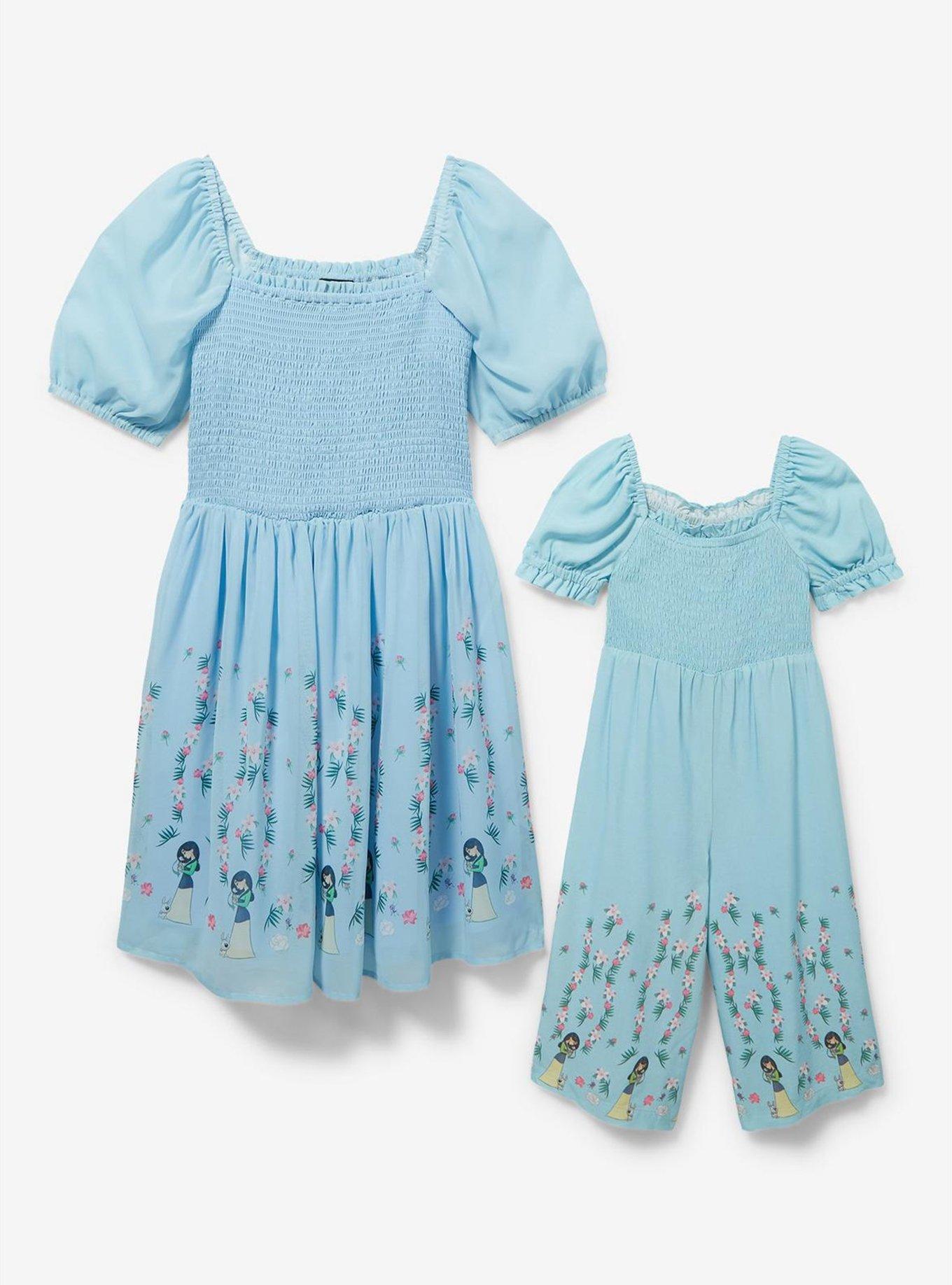 Disney Mulan Puff Sleeve Smock Dress &mdash; BoxLunch Exclusive, LIGHT BLUE, alternate