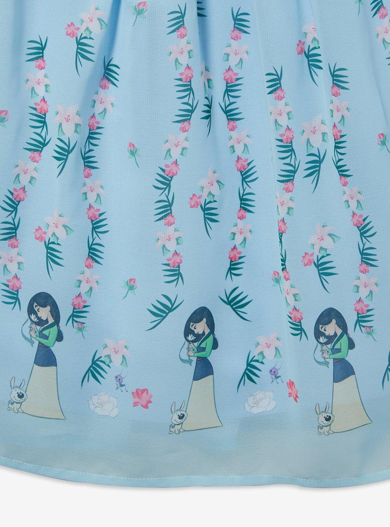 Disney Mulan Puff Sleeve Smock Dress — BoxLunch Exclusive, LIGHT BLUE, alternate