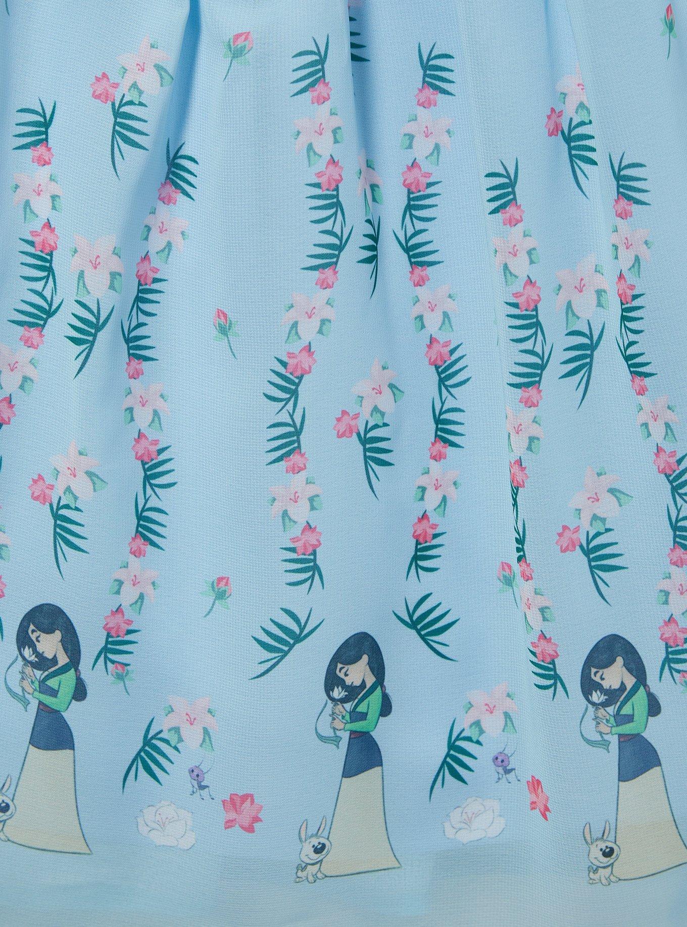 Disney Mulan Puff Sleeve Plus Size Smock Dress &mdash; BoxLunch Exclusive, LIGHT BLUE, alternate