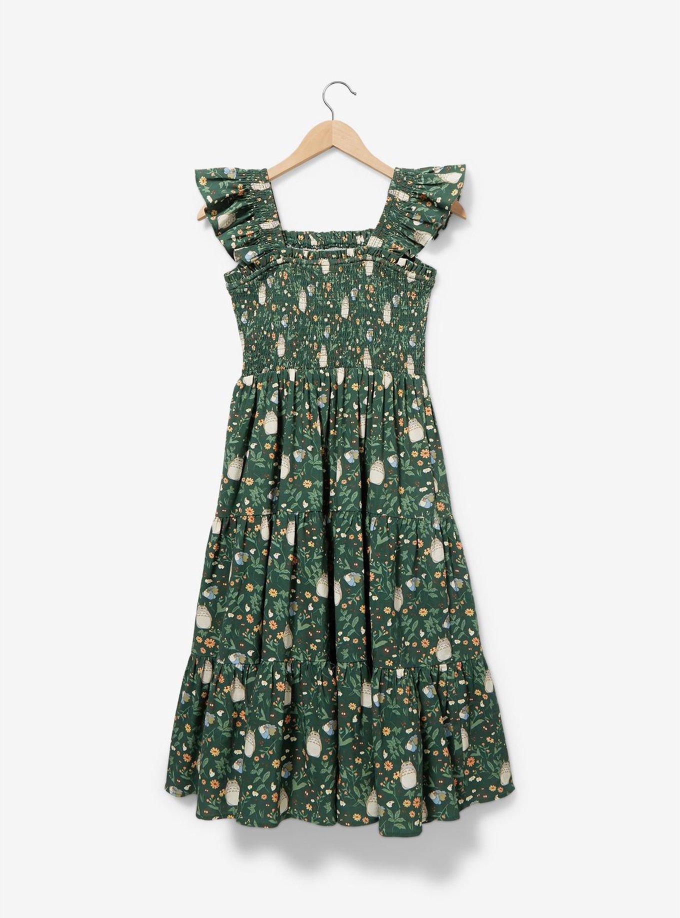 Her Universe Studio Ghibli My Neighbor Totoro Garden Allover Print Smocked Dress &mdash; BoxLunch Exclusive, FOREST, alternate