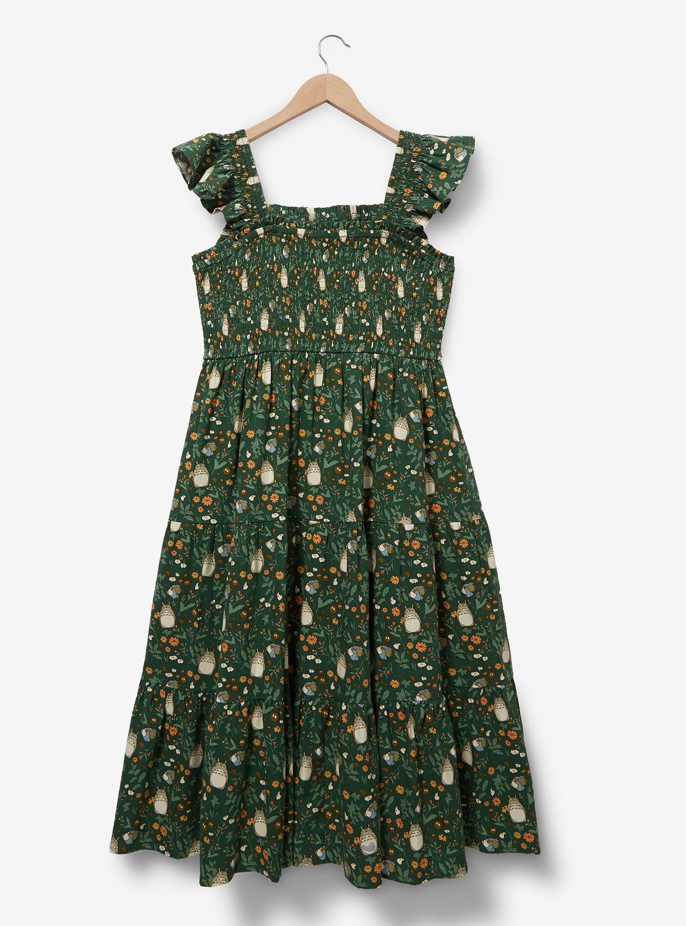 Her Universe Studio Ghibli My Neighbor Totoro Plus Size Smock Midi Dress &mdash; BoxLunch Exclusive, FOREST, alternate