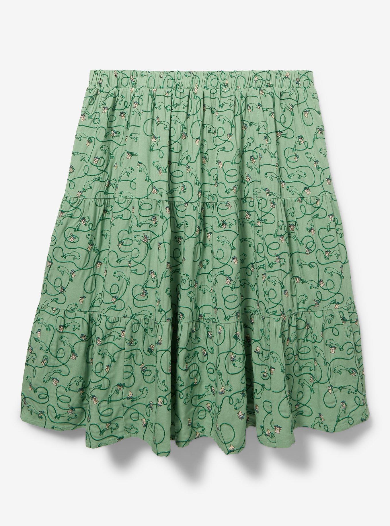 Her Universe Star Wars The Mandalorian Grogu Plus Size Midi Skirt &mdash; BoxLunch Exclusive, SAGE, alternate