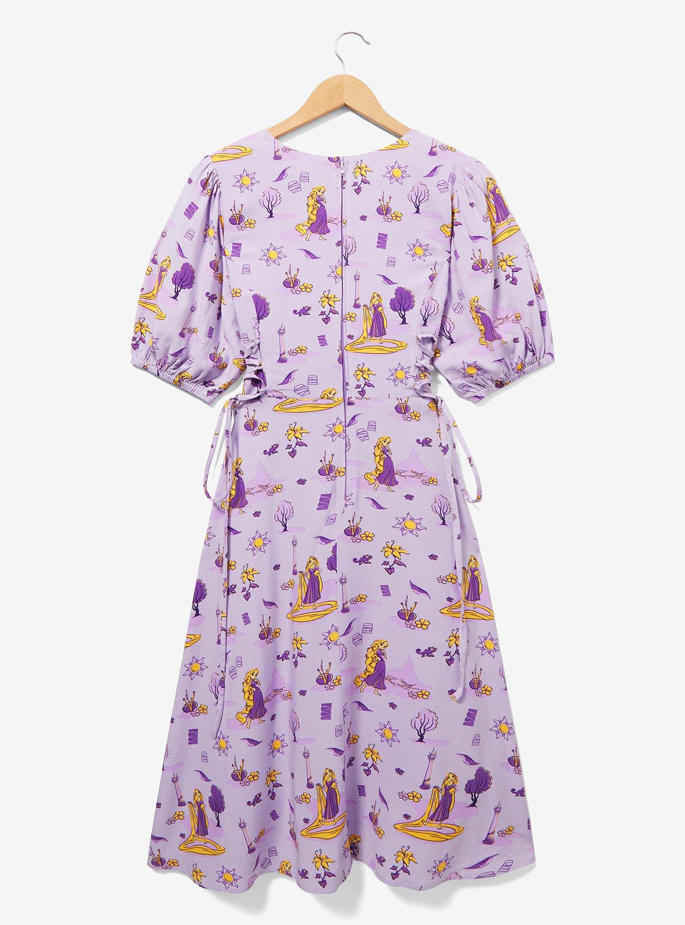 Disney Tangled Rapunzel Puff Sleeve Midi Dress &mdash; BoxLunch Exclusive, LIGHT PURPLE, alternate