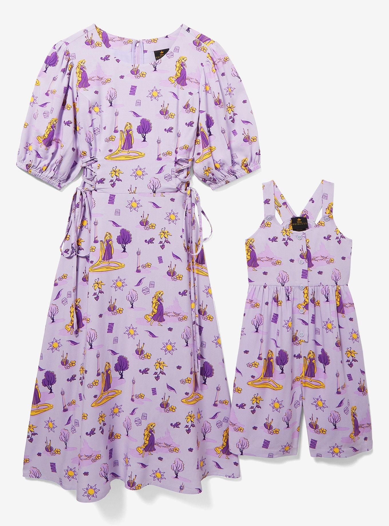 Disney Tangled Rapunzel Puff Sleeve Midi Dress &mdash; BoxLunch Exclusive, LIGHT PURPLE, alternate