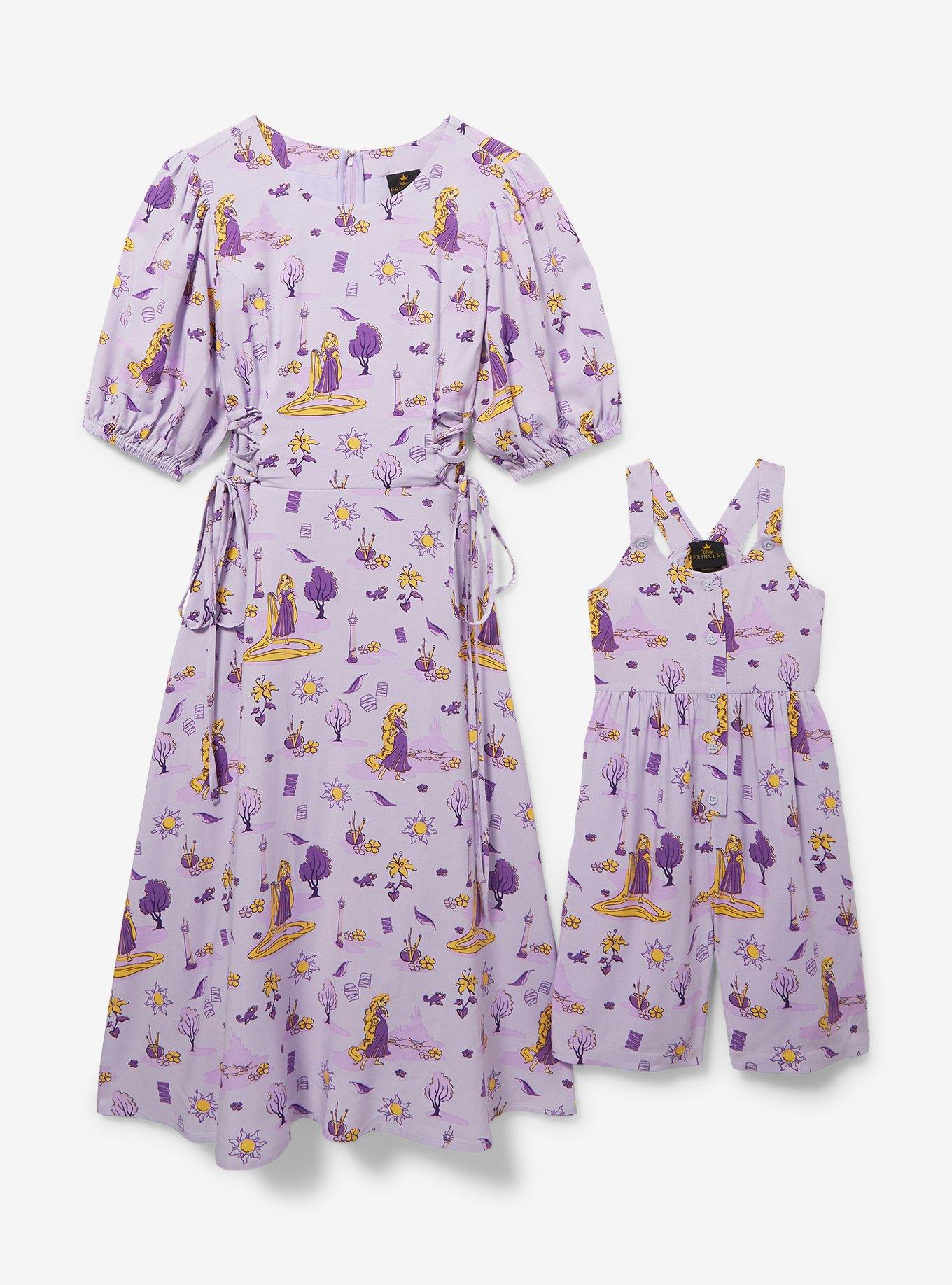 Disney Tangled Rapunzel Puff Sleeve Plus Size Midi Dress &mdash; BoxLunch Exclusive, LIGHT PURPLE, alternate