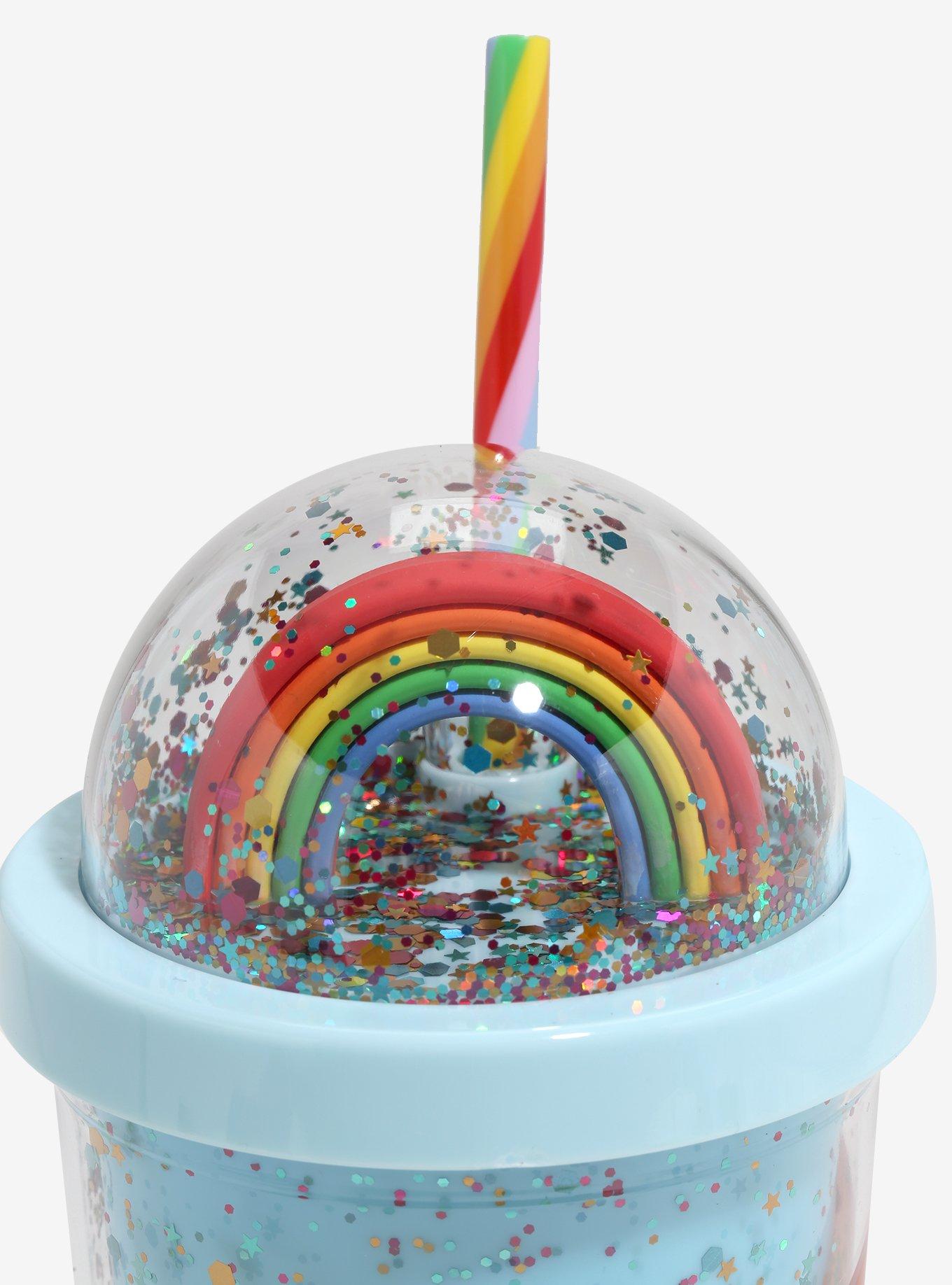 Rainbow Brite Glitter Dome Acrylic Travel Cup
