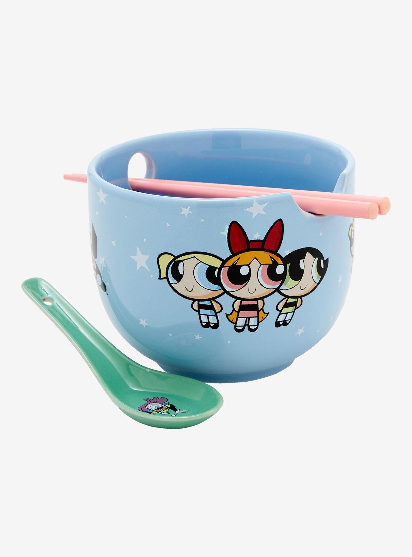 The Powerpuff Girls Trio Blue Ramen Bowl and Chopsticks