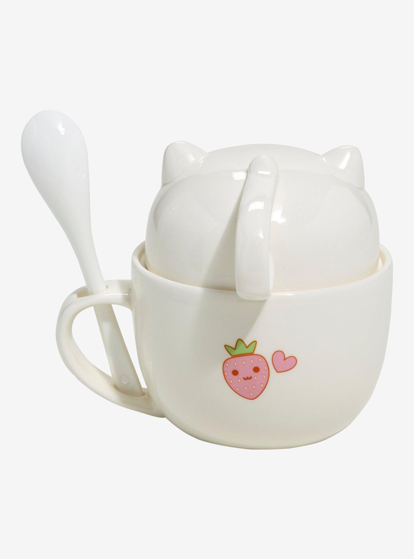Strawberry Cat Stacking Mug & Spoon Set, , hi-res
