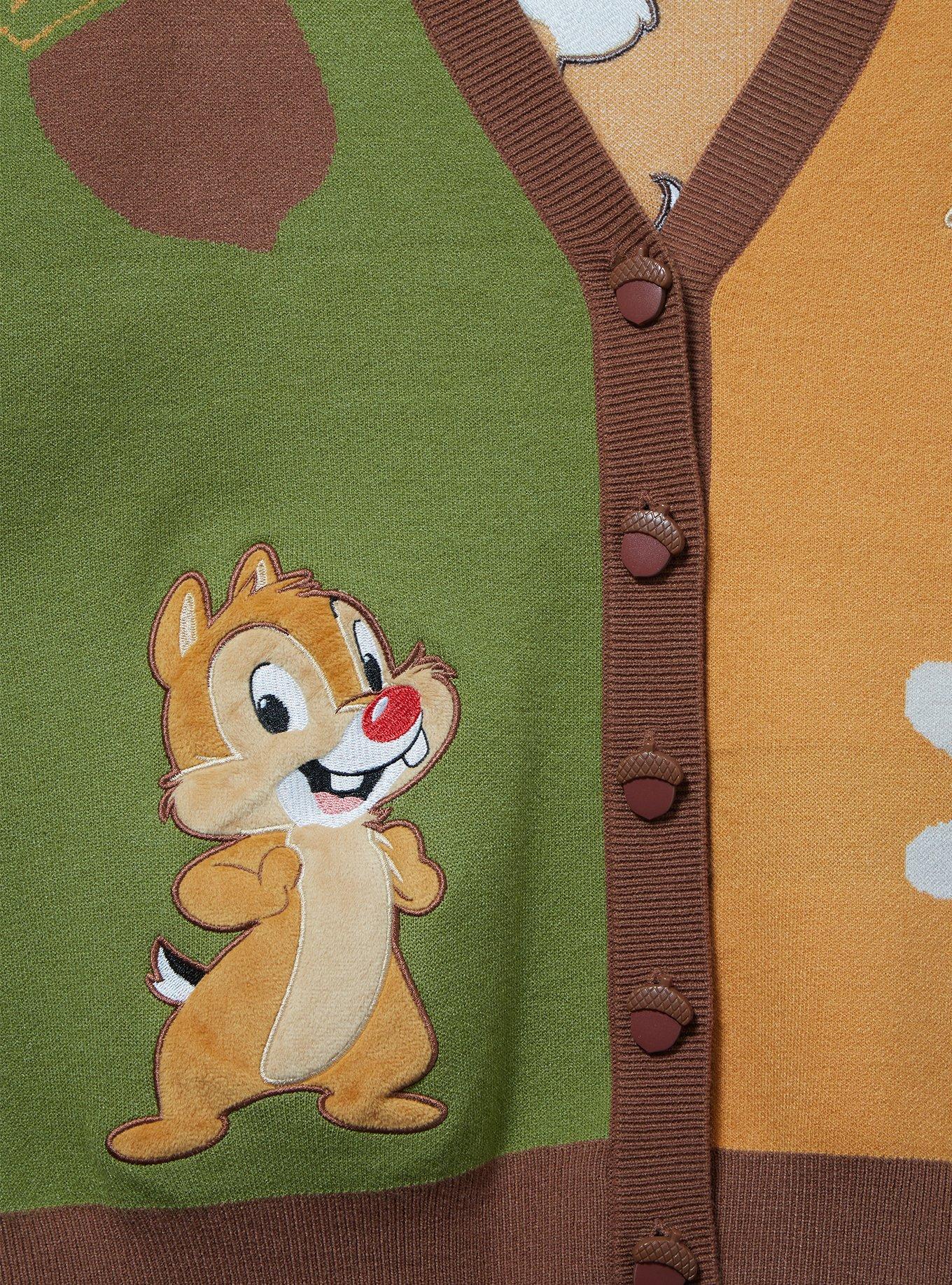 Disney Chip & Dale Acorn Embroidered Cropped Cardigan — BoxLunch Exclusive, MULTI, alternate