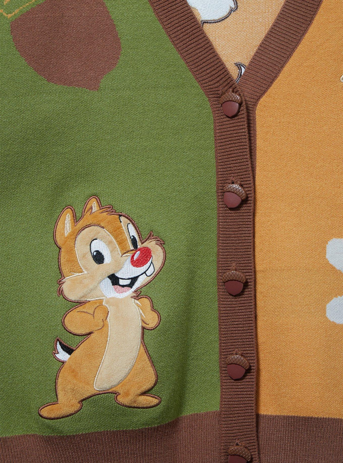 Disney Chip & Dale Acorn Embroidered Cropped Cardigan &mdash; BoxLunch Exclusive, MULTI, alternate