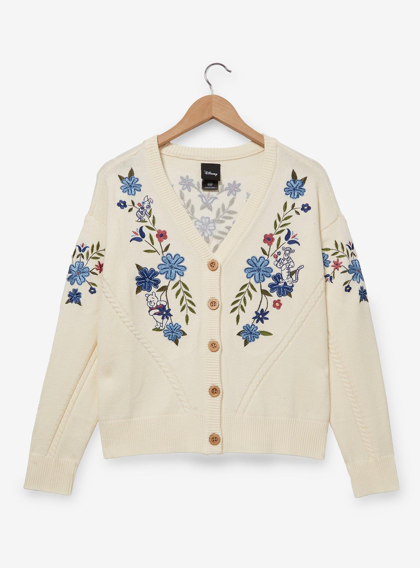 Disney Winnie the Pooh Floral Characters Women's Cardigan - BoxLunch Exclusive, , hi-res