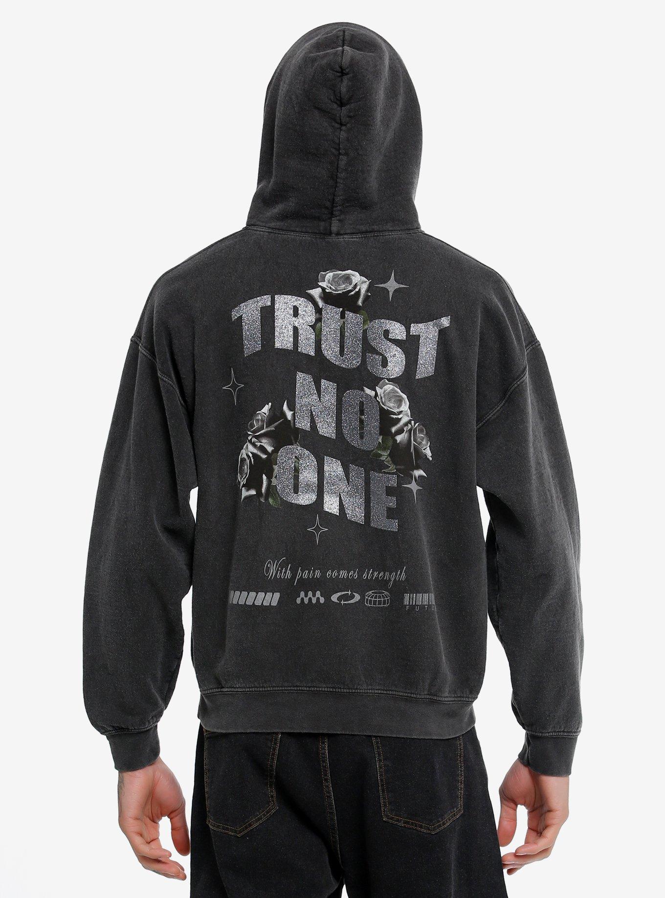 Thorn & Fable™ Fear None Glitter Skull Hoodie, GREY, alternate