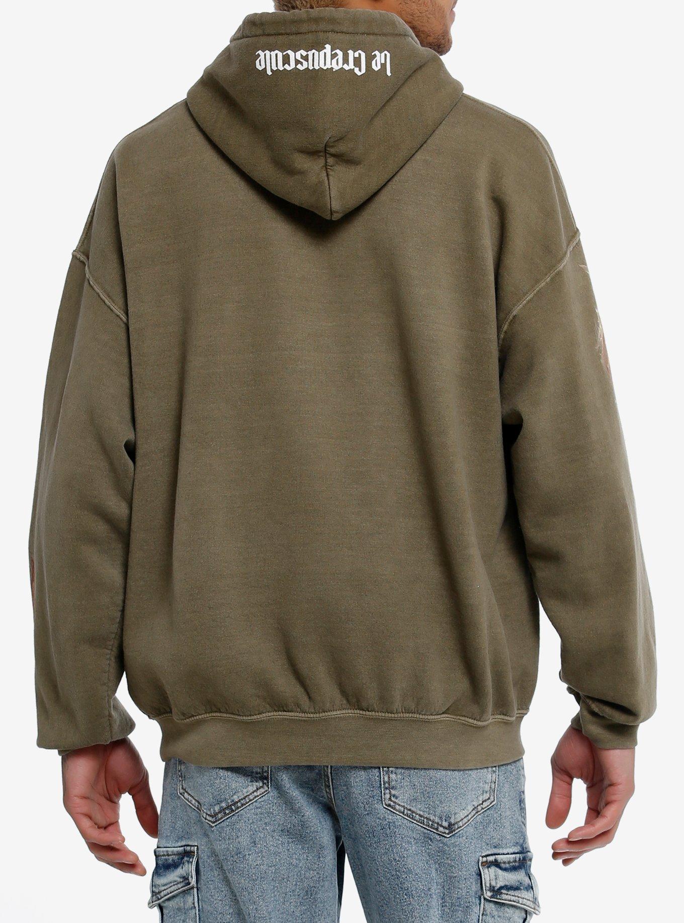 Thorn & Fable&trade; Flower Skull Hoodie, OLIVE, alternate