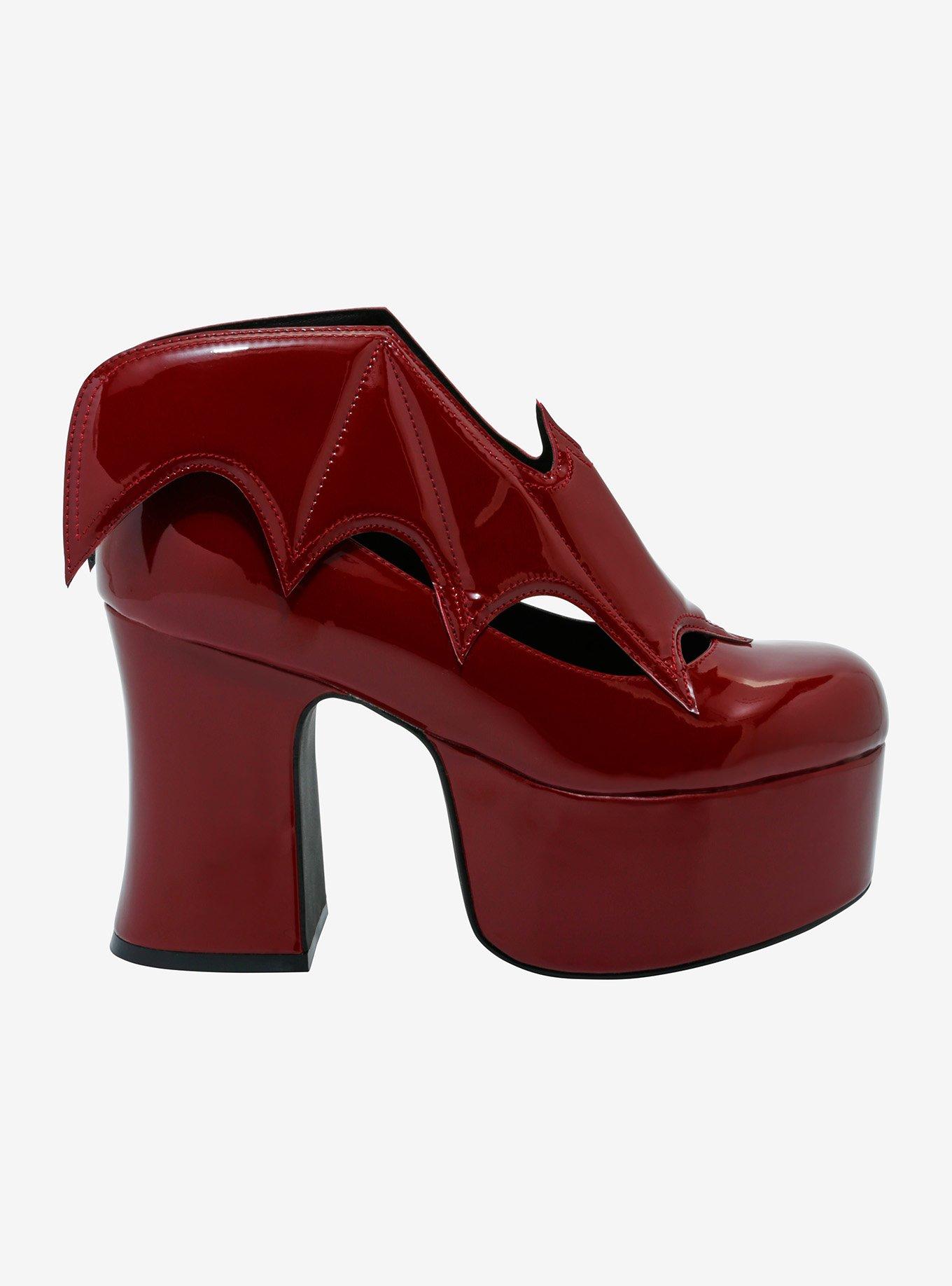 Strange Cvlt Burgundy Vampira Platform Heels, , hi-res