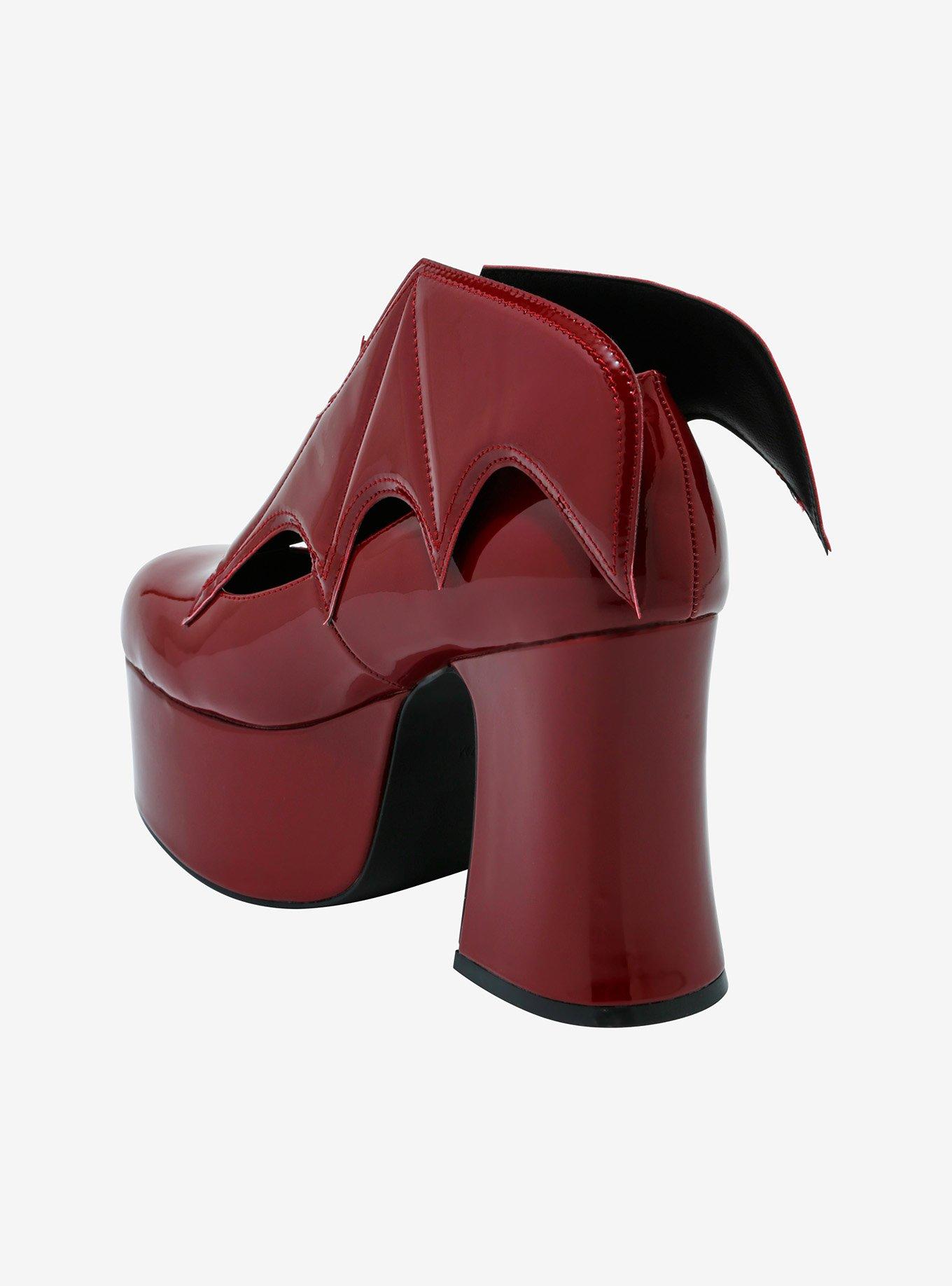 Strange Cvlt Burgundy Vampira Platform Heels, MULTI, alternate