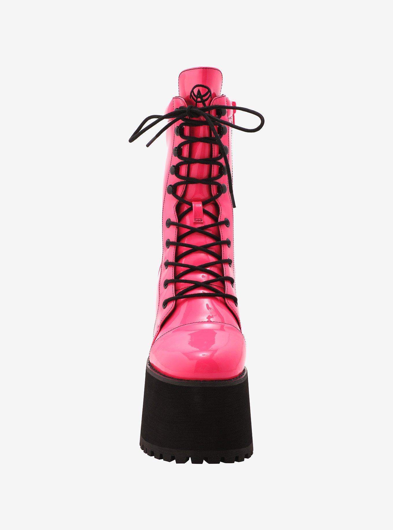 Strange Cvlt Hot Pink Raven Platform Boots, MULTI, alternate