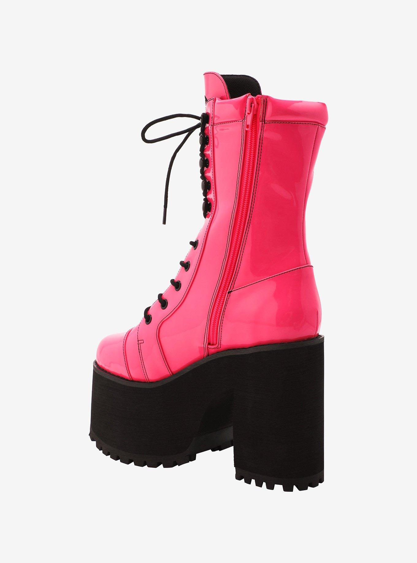 Strange Cvlt Hot Pink Raven Platform Boots, MULTI, alternate