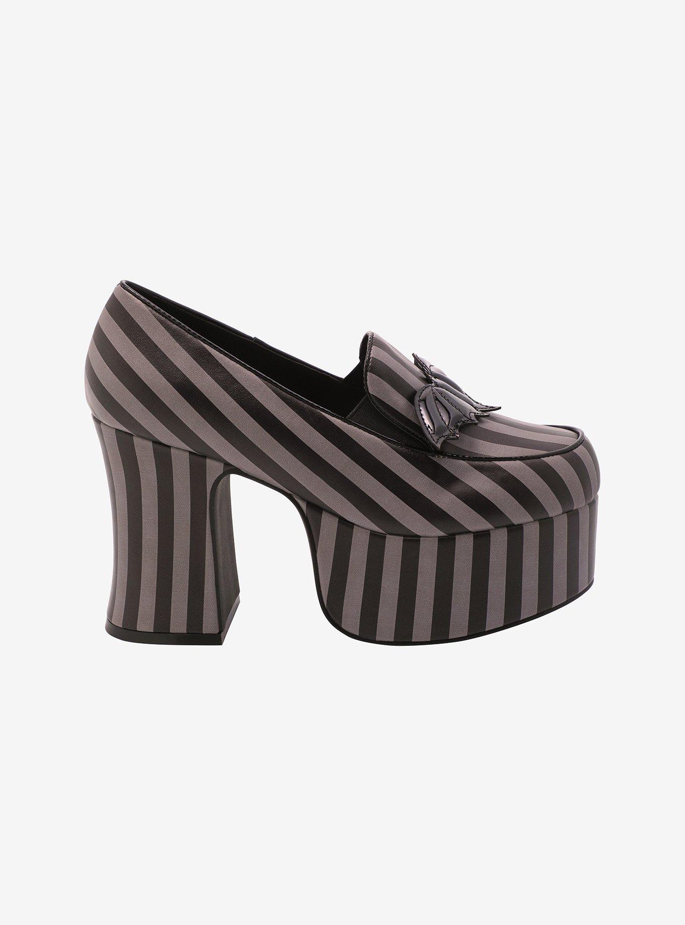 Strange Cvlt Black & Grey Stripe Banshee Loafer Heels, MULTI, alternate