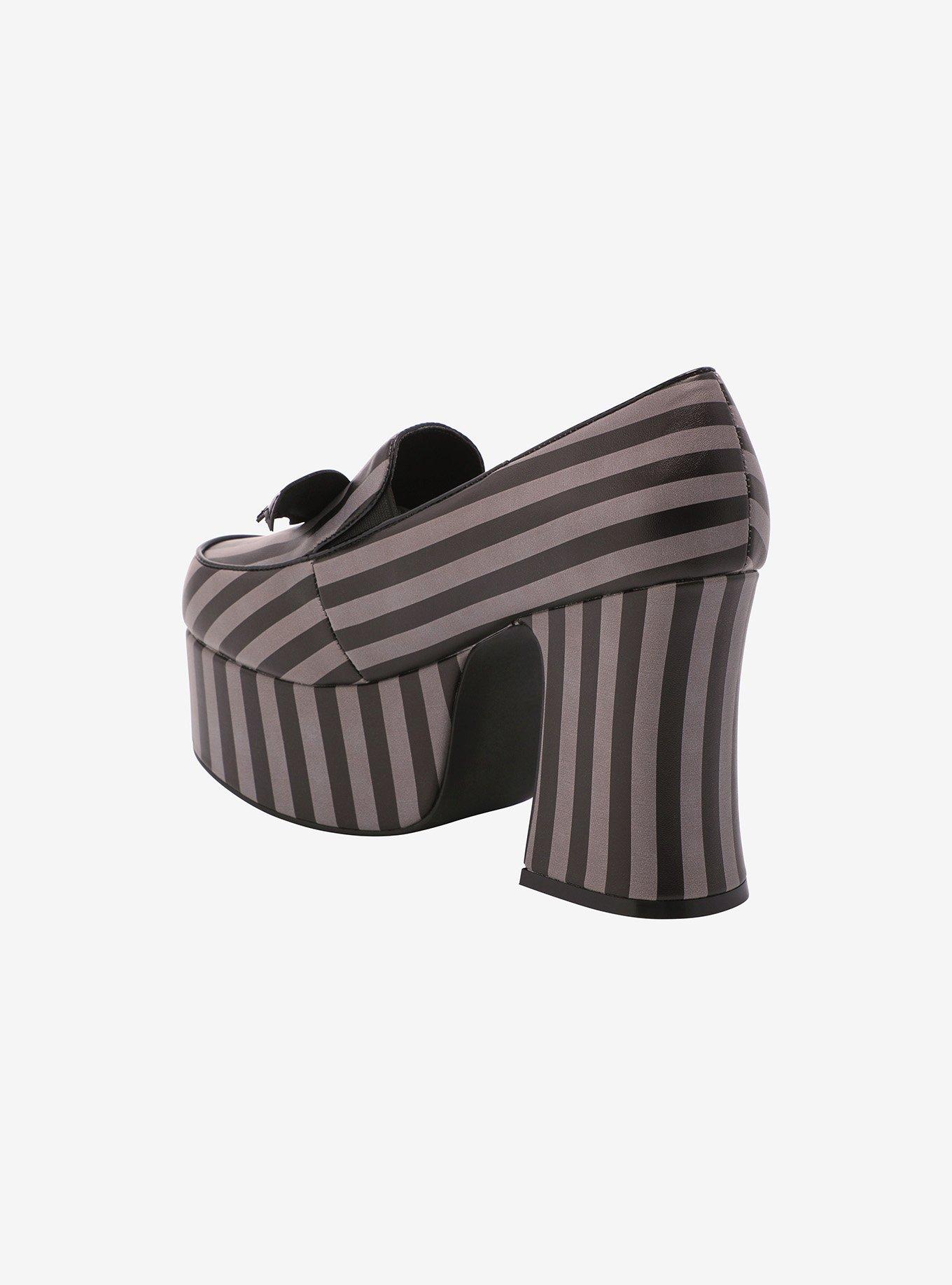 Strange Cvlt Black & Grey Stripe Banshee Loafer Heels, MULTI, alternate