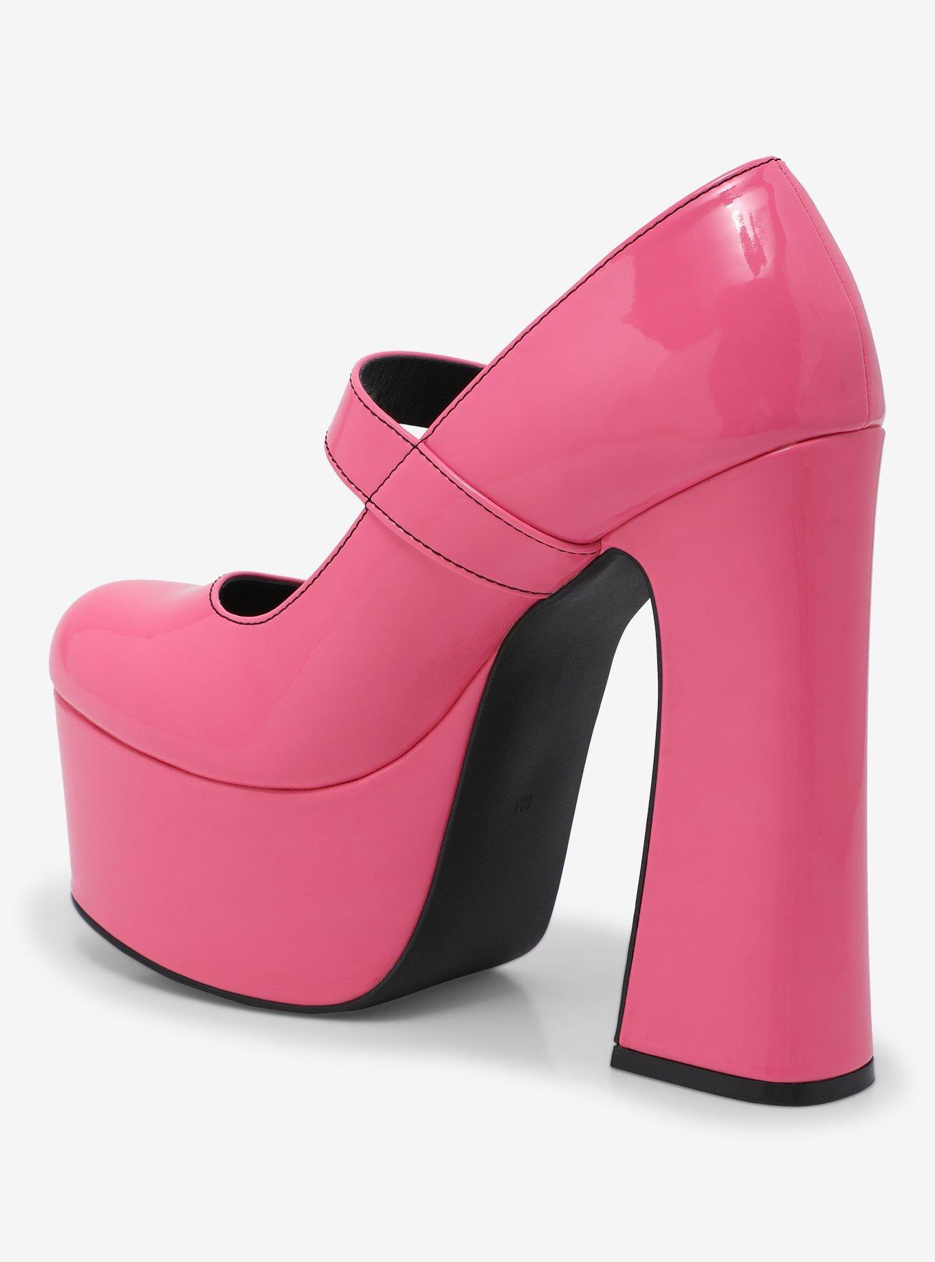 Strange Cvlt Hot Pink Patent Widow Platform Heels, MULTI, alternate