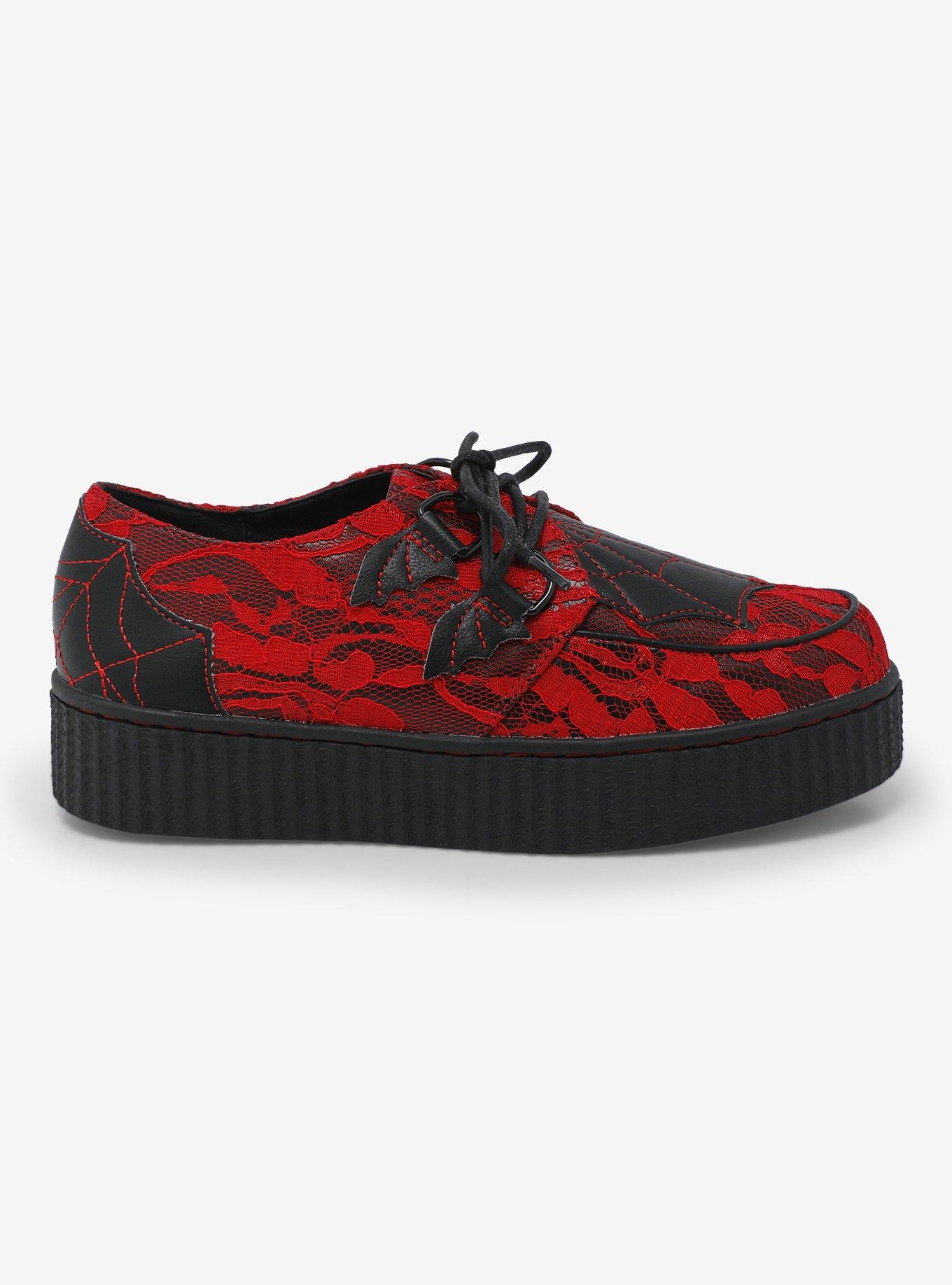 Strange Cvlt Web Red & Black Lace Krypt Creepers, , hi-res