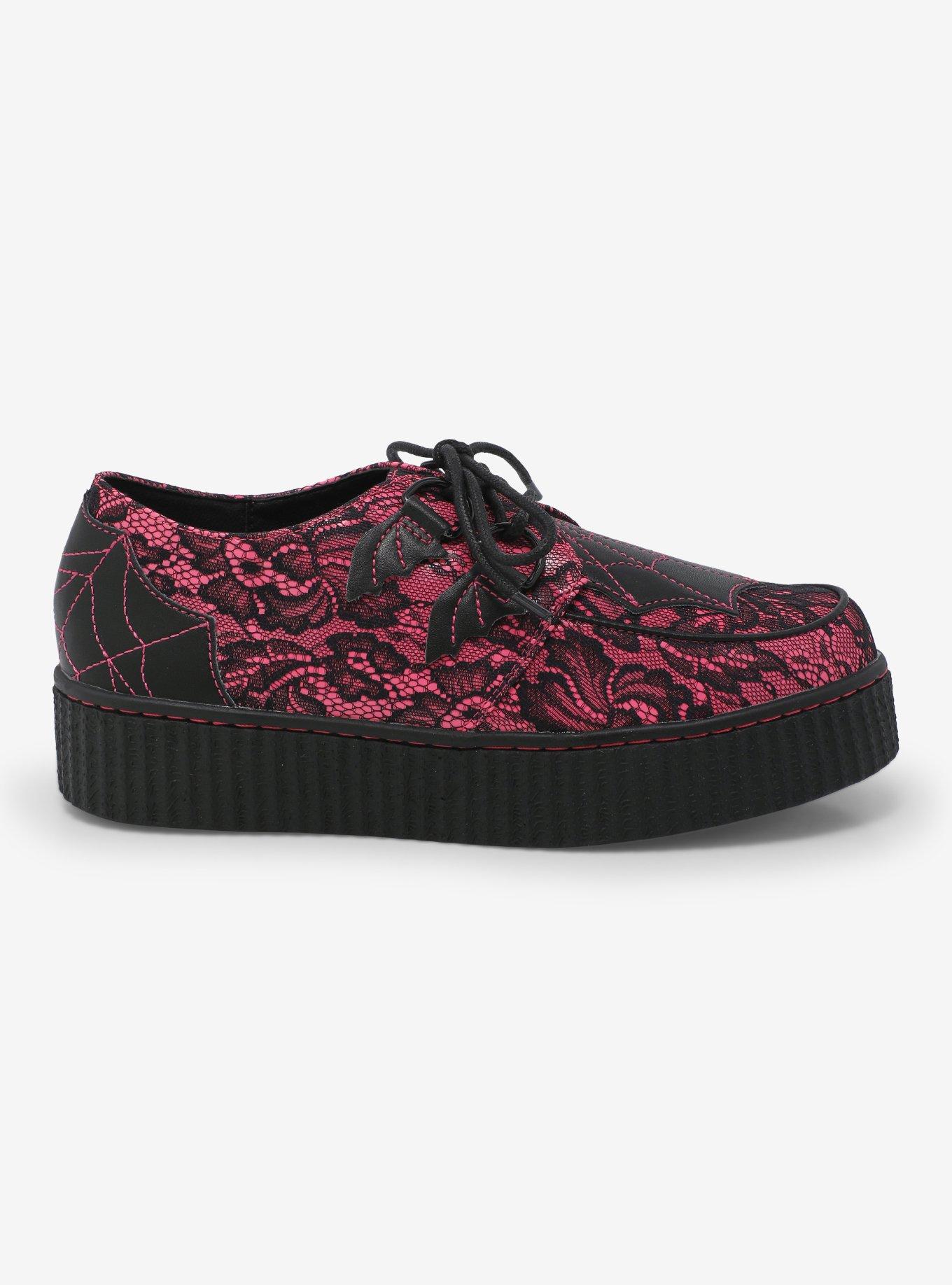 Strange Cvlt Web Pink & Black Lace Krypt Creepers, MULTI, alternate