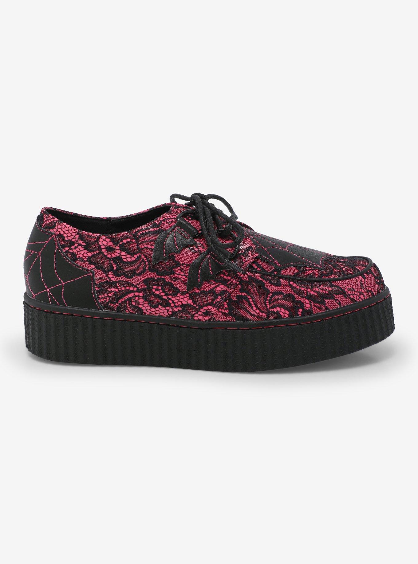 Strange Cvlt Web Pink & Black Lace Krypt Creepers, , hi-res