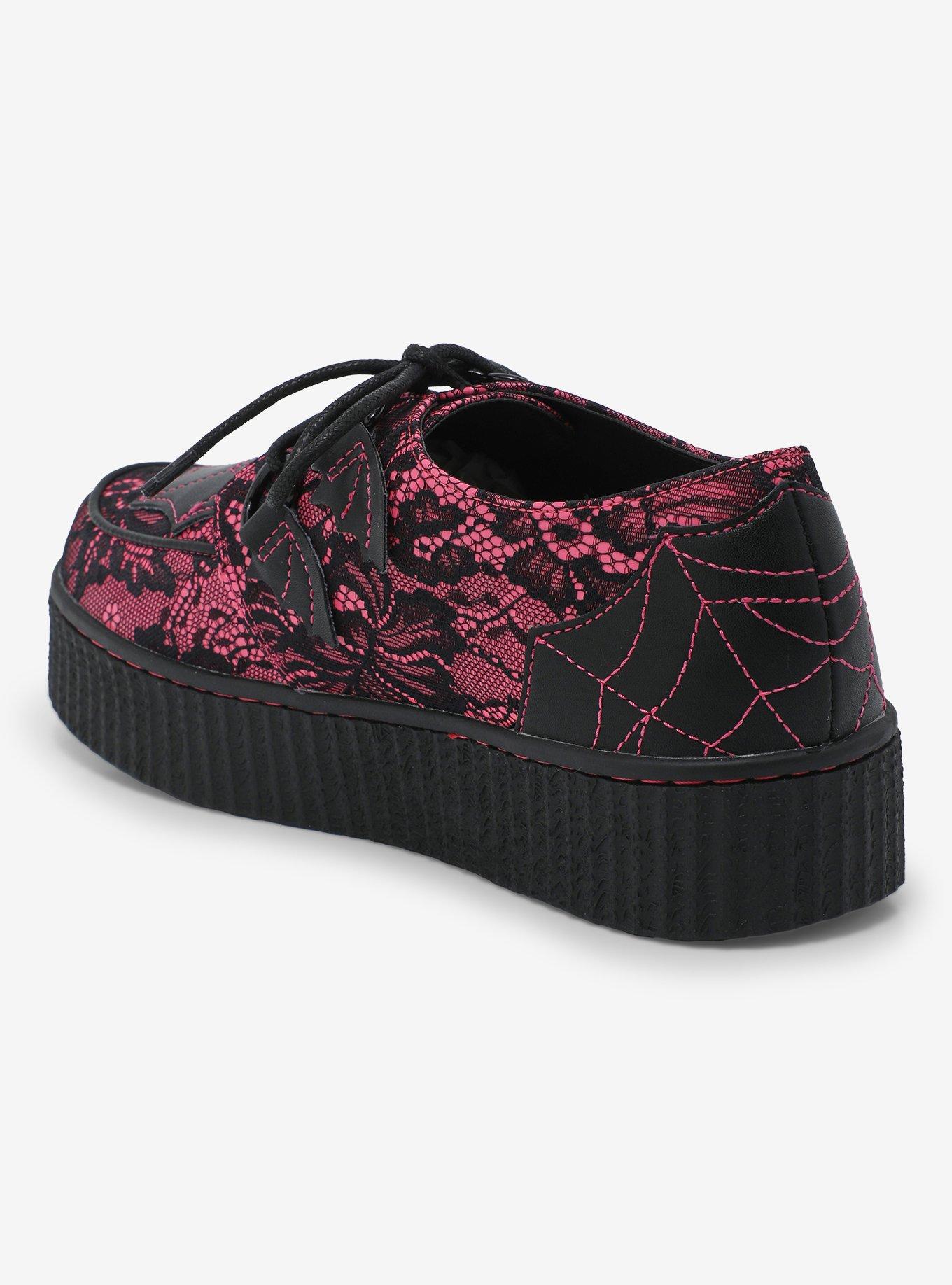Strange Cvlt Web Pink & Black Lace Krypt Creepers, MULTI, alternate