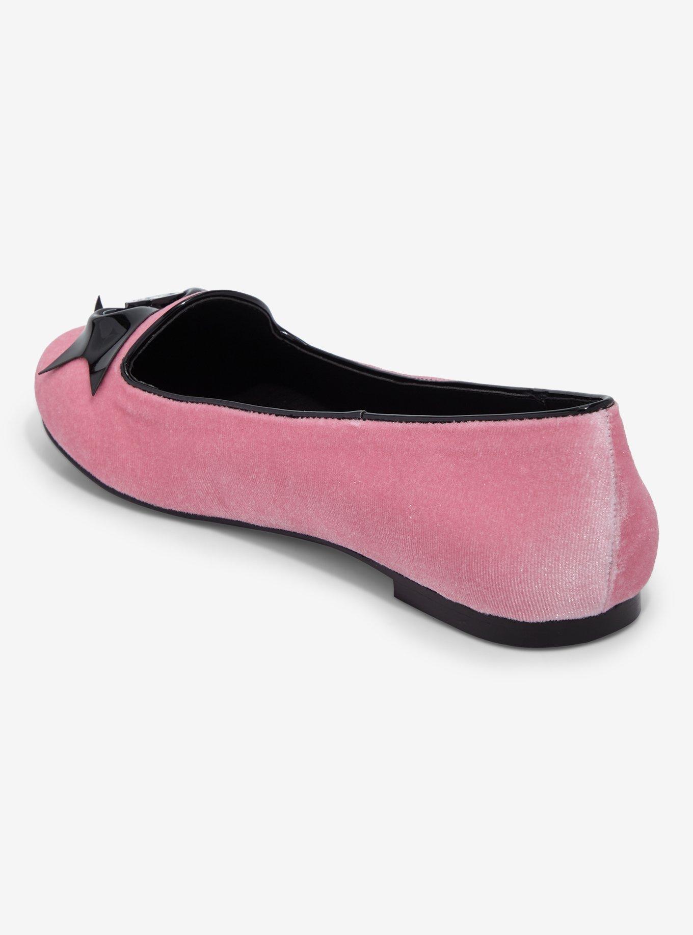 Strange Cvlt Skull Bow Pink Velvet Flats, MULTI, alternate