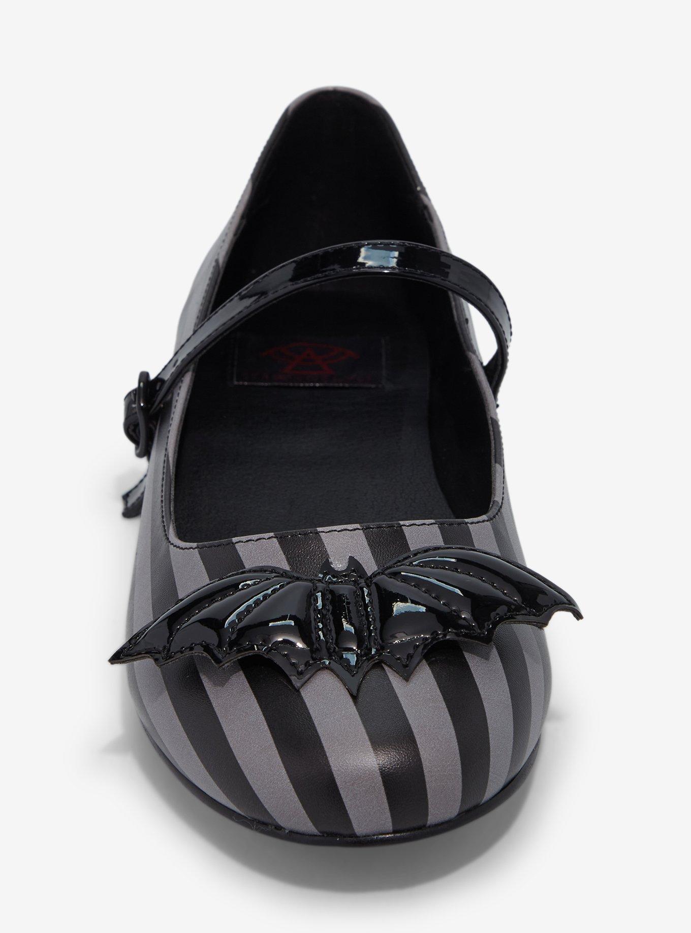 Strange Cvlt Grey Stripe Bat Mary Jane Flats, , hi-res