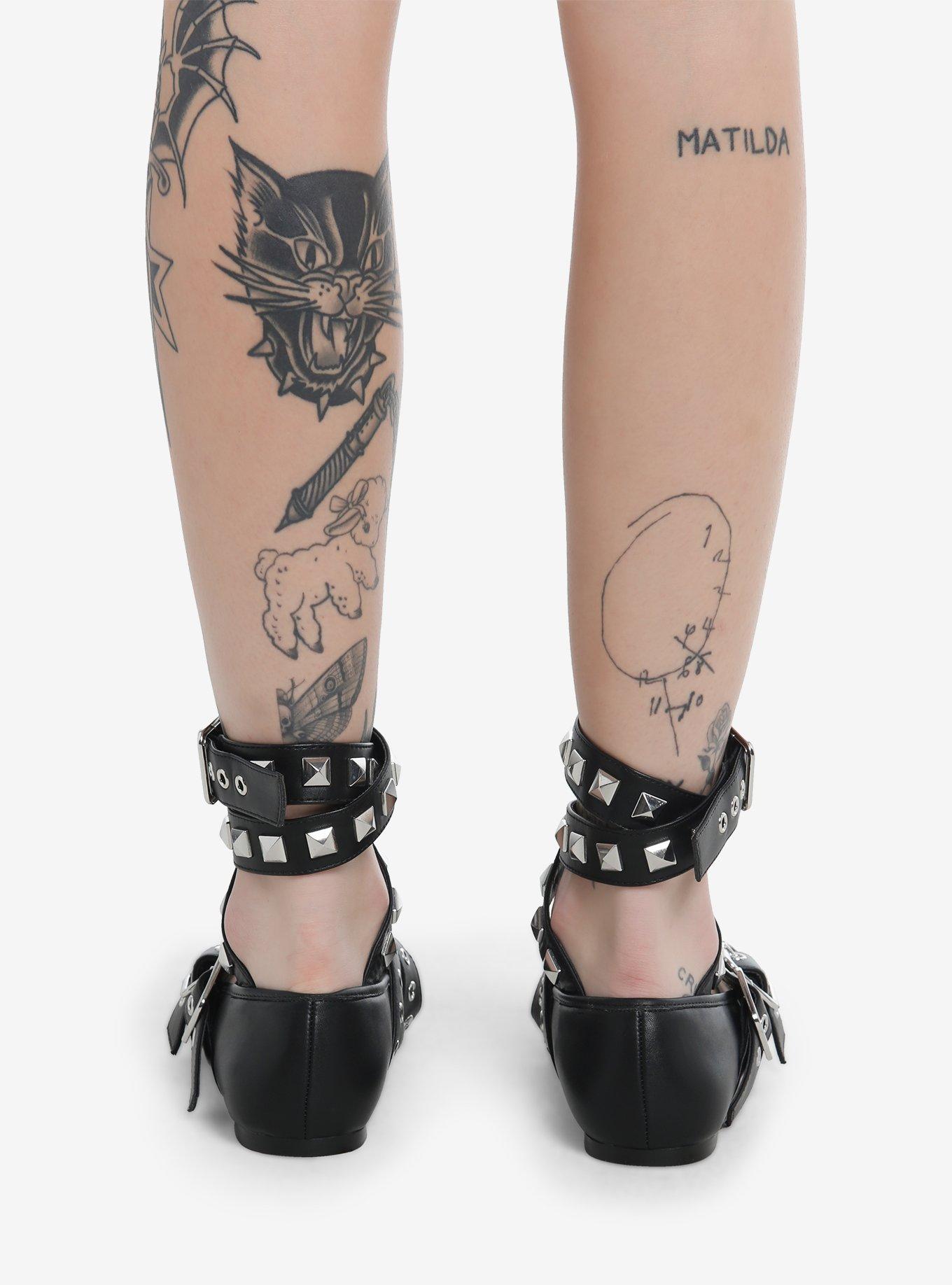 Strange Cvlt Black Stud Strappy Ballet Flats, MULTI, alternate