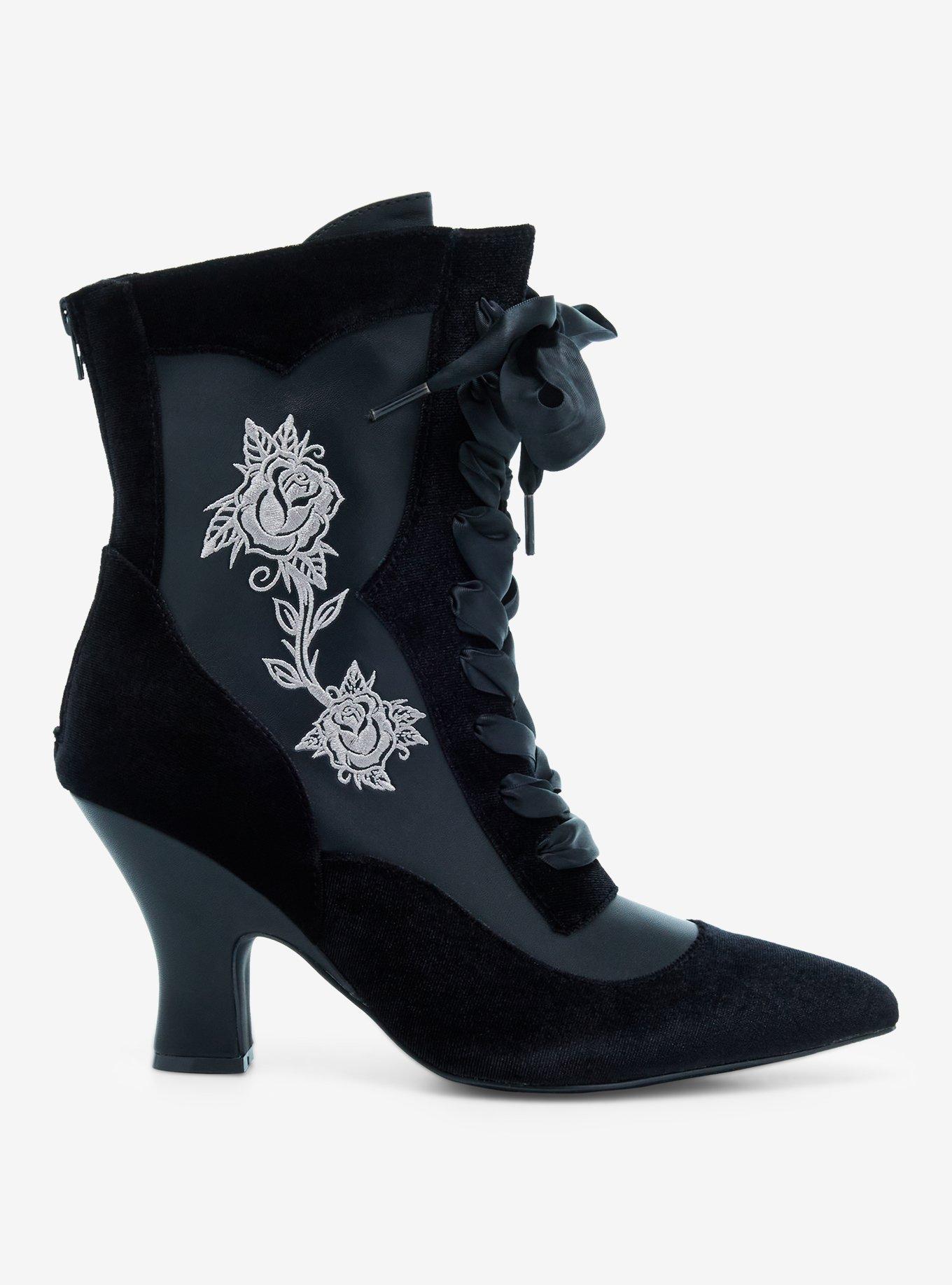 Strange Cvlt Victoria Velvet Rose Heel Boots, MULTI, alternate