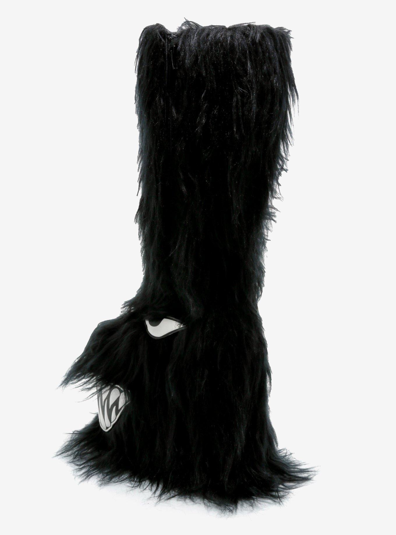 YRU Black Boogie Monster Fuzzy Platform Boots, MULTI, alternate