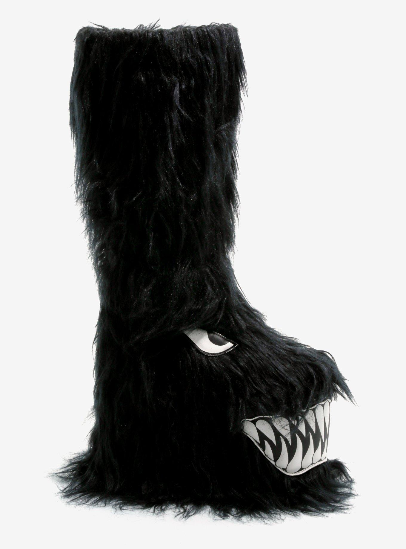 YRU Black Boogie Monster Fuzzy Platform Boots, MULTI, alternate