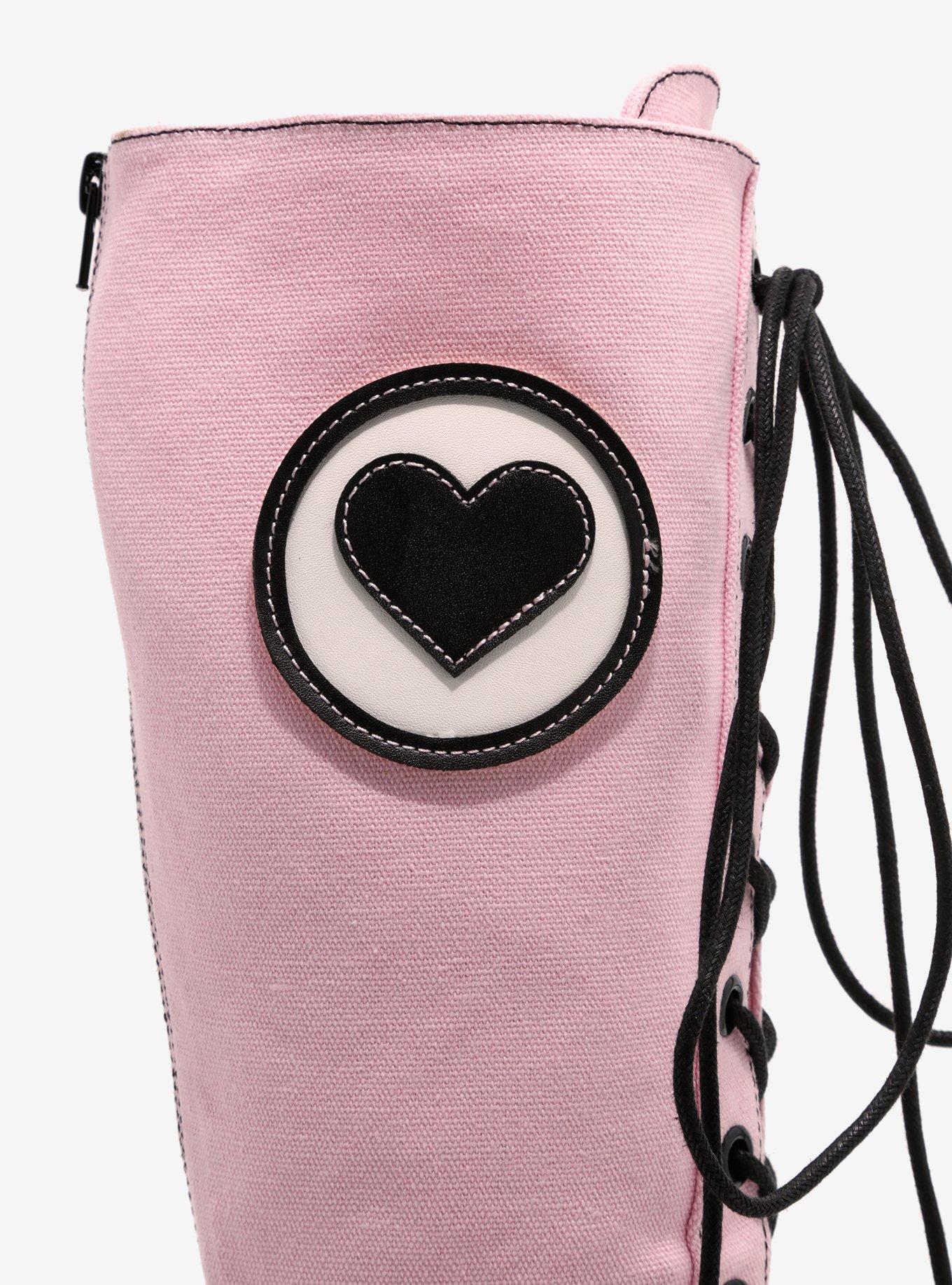 YRU Black & Pink Heart Detention Platform Boots, MULTI, alternate