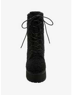 YRU Black Sherpa Platform Boots, , hi-res