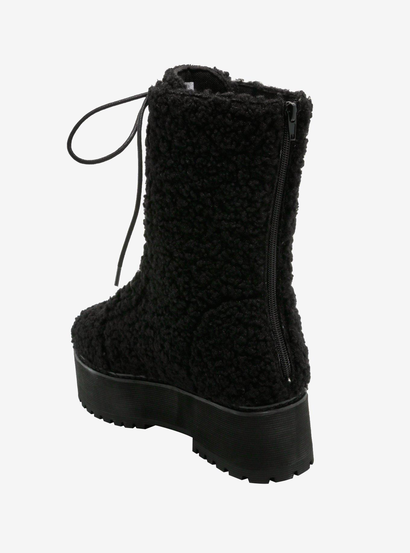 YRU Black Sherpa Platform Boots, MULTI, alternate