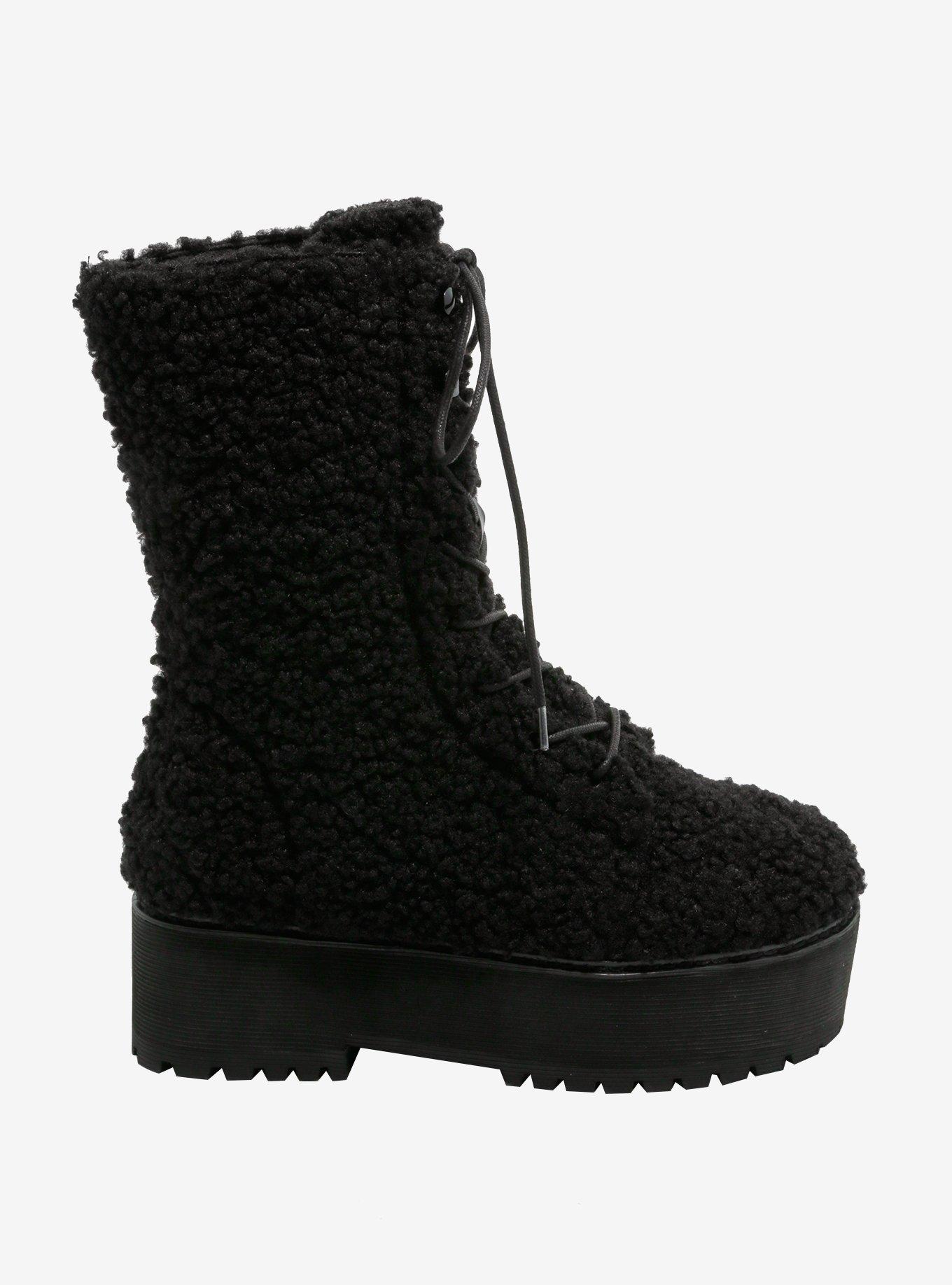 YRU Black Sherpa Platform Boots, MULTI, alternate