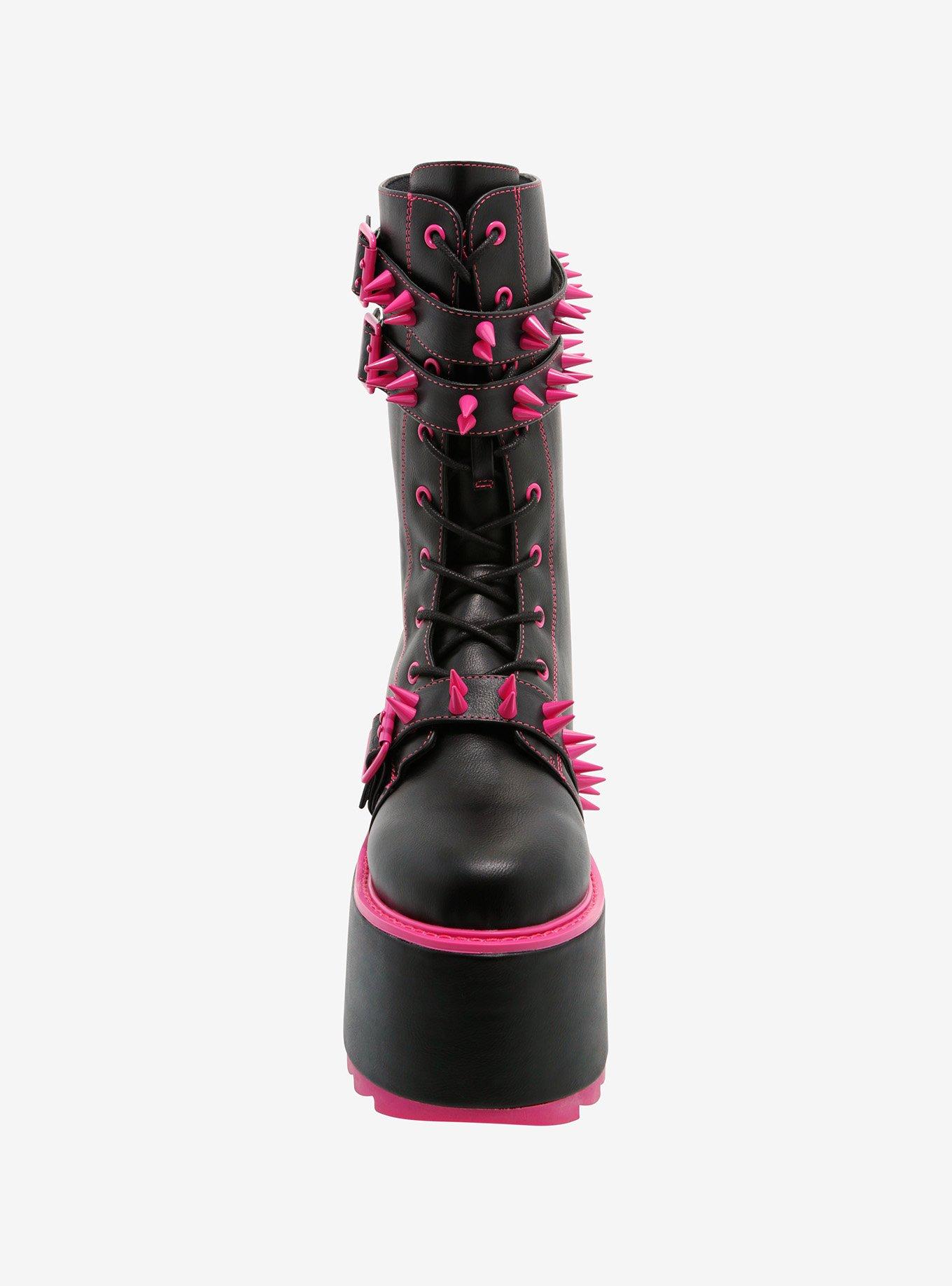 YRU Black & Fuschia Trance Platform Boots, MULTI, alternate