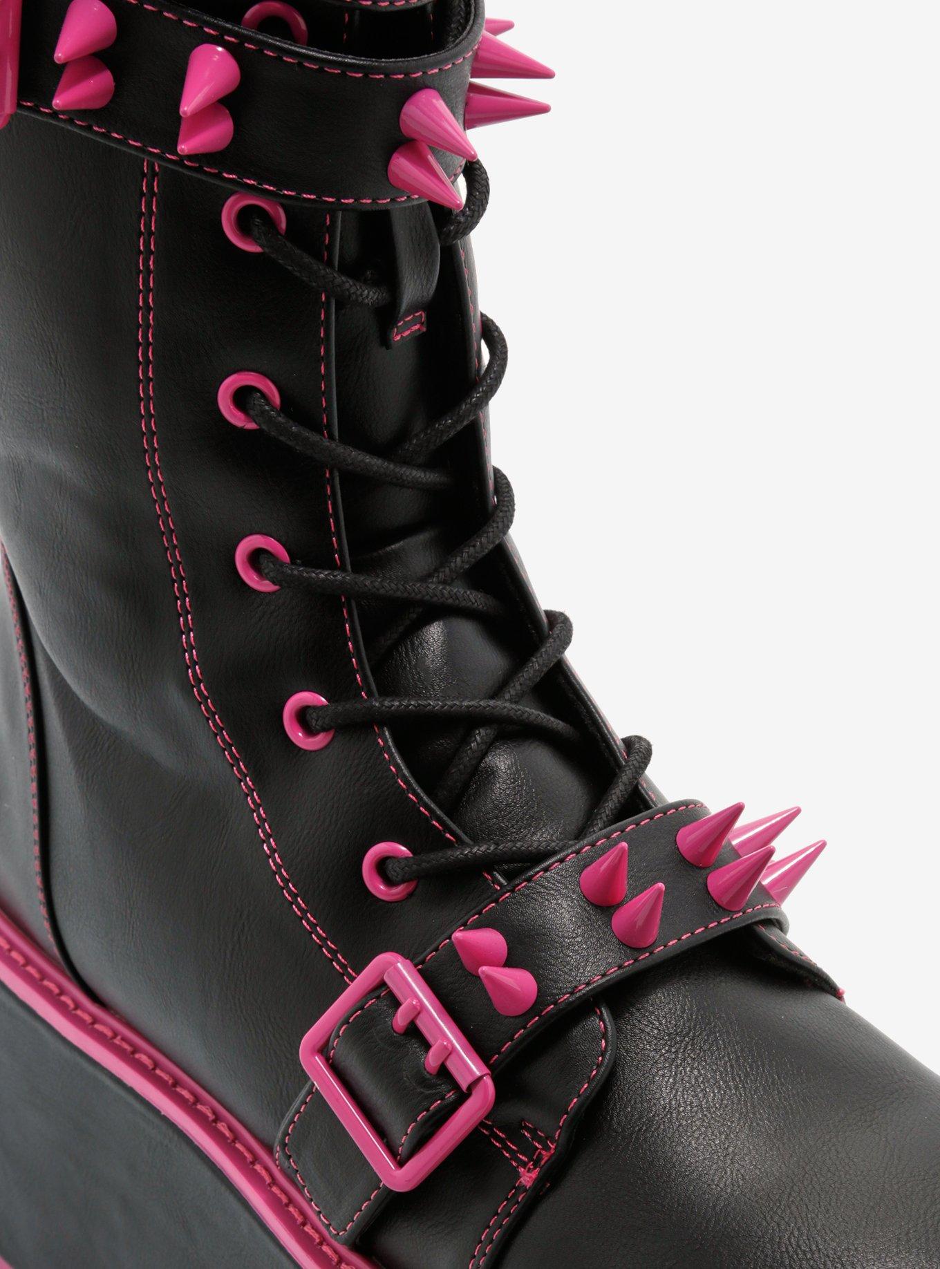 YRU Black & Fuschia Trance Platform Boots