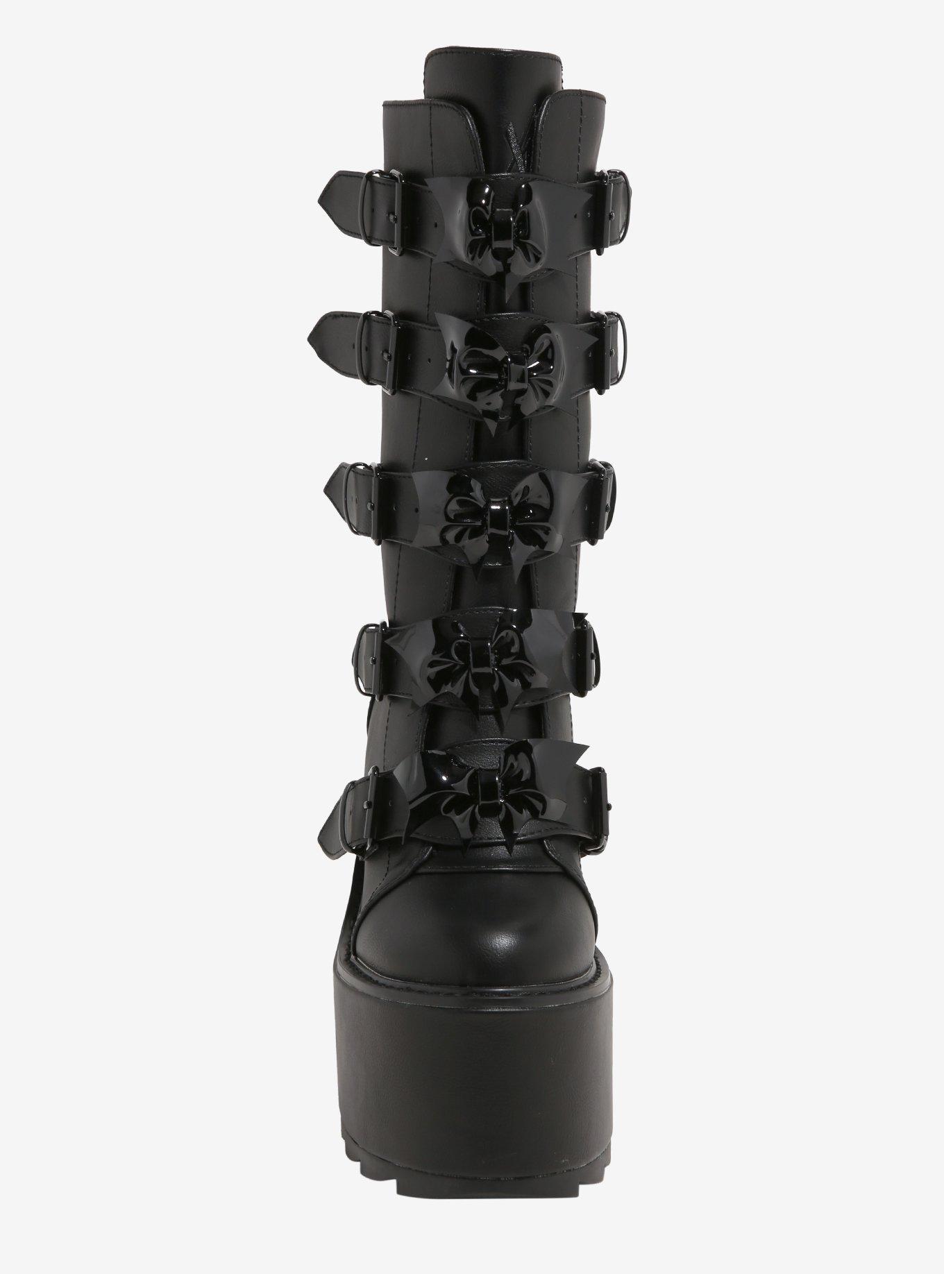 YRU Black Bat Bow Dune Platform Boots, MULTI, alternate