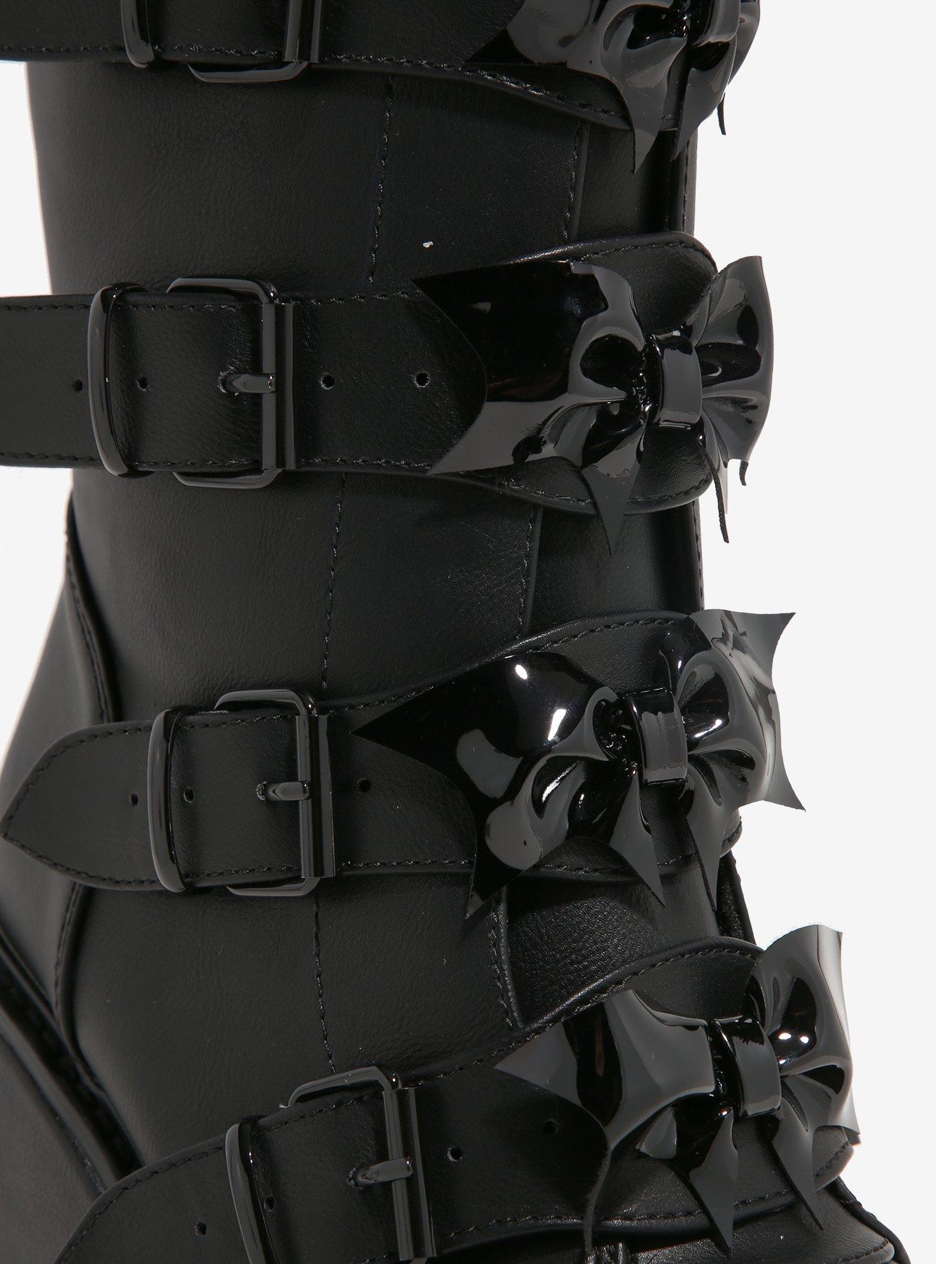 YRU Black Bat Bow Dune Platform Boots, MULTI, alternate