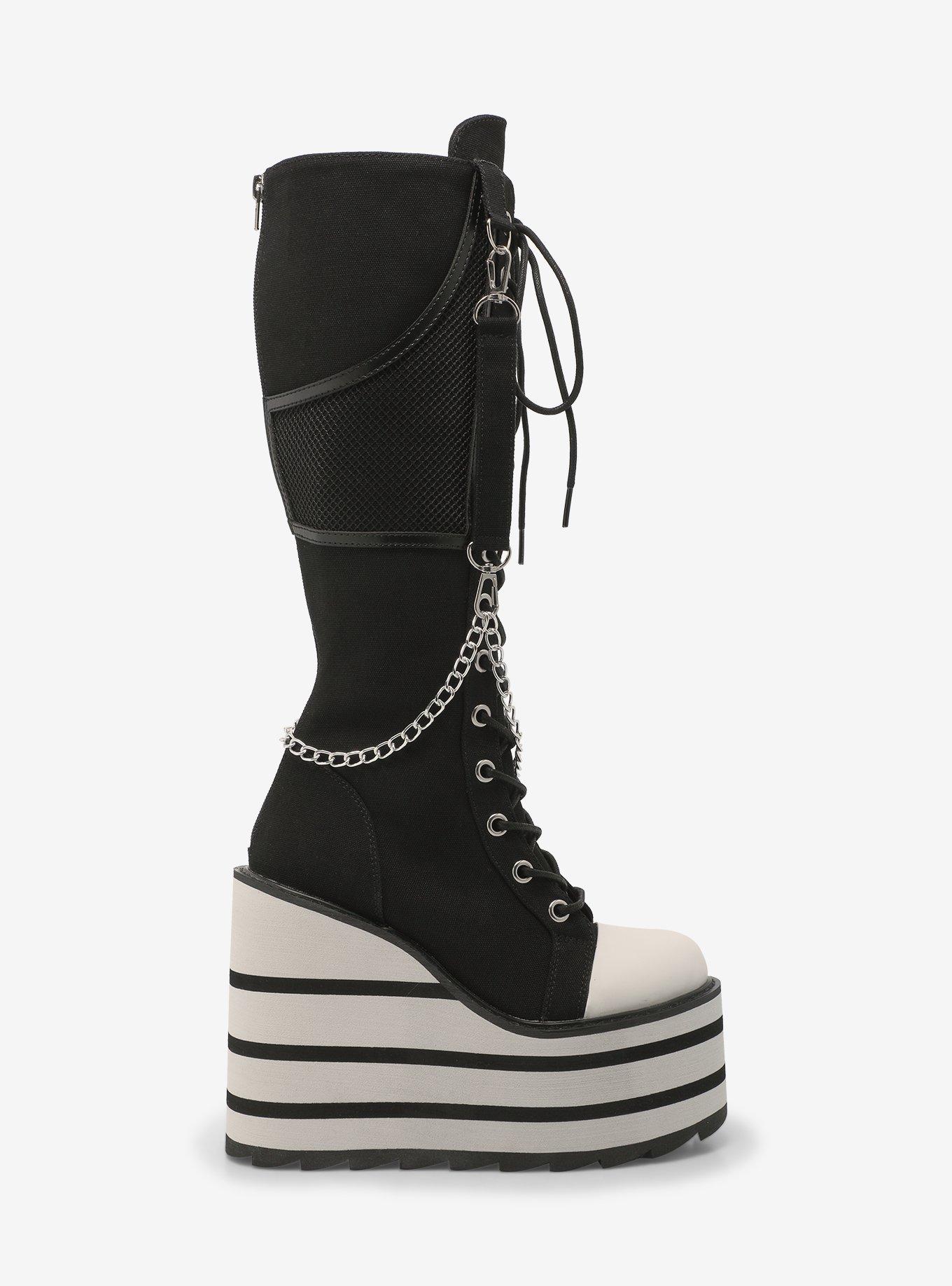 YRU Black Chain Detention Platform Boots, MULTI, alternate