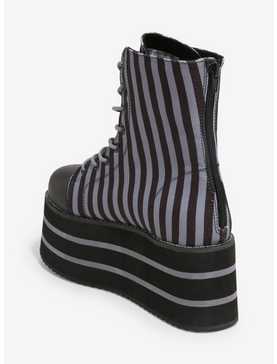 YRU Suspension Black & Grey Stripe Platform Canvas Boots, , hi-res