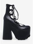 YRU Black Lace-Up Platform Heels, MULTI, alternate