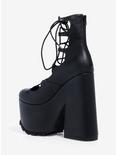 YRU Black Lace-Up Platform Heels, MULTI, alternate