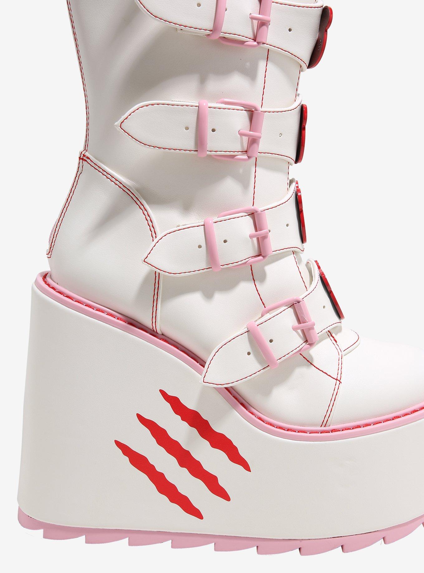 YRU White & Pink Gloomy Bear Dune Platform Boots, MULTI, alternate