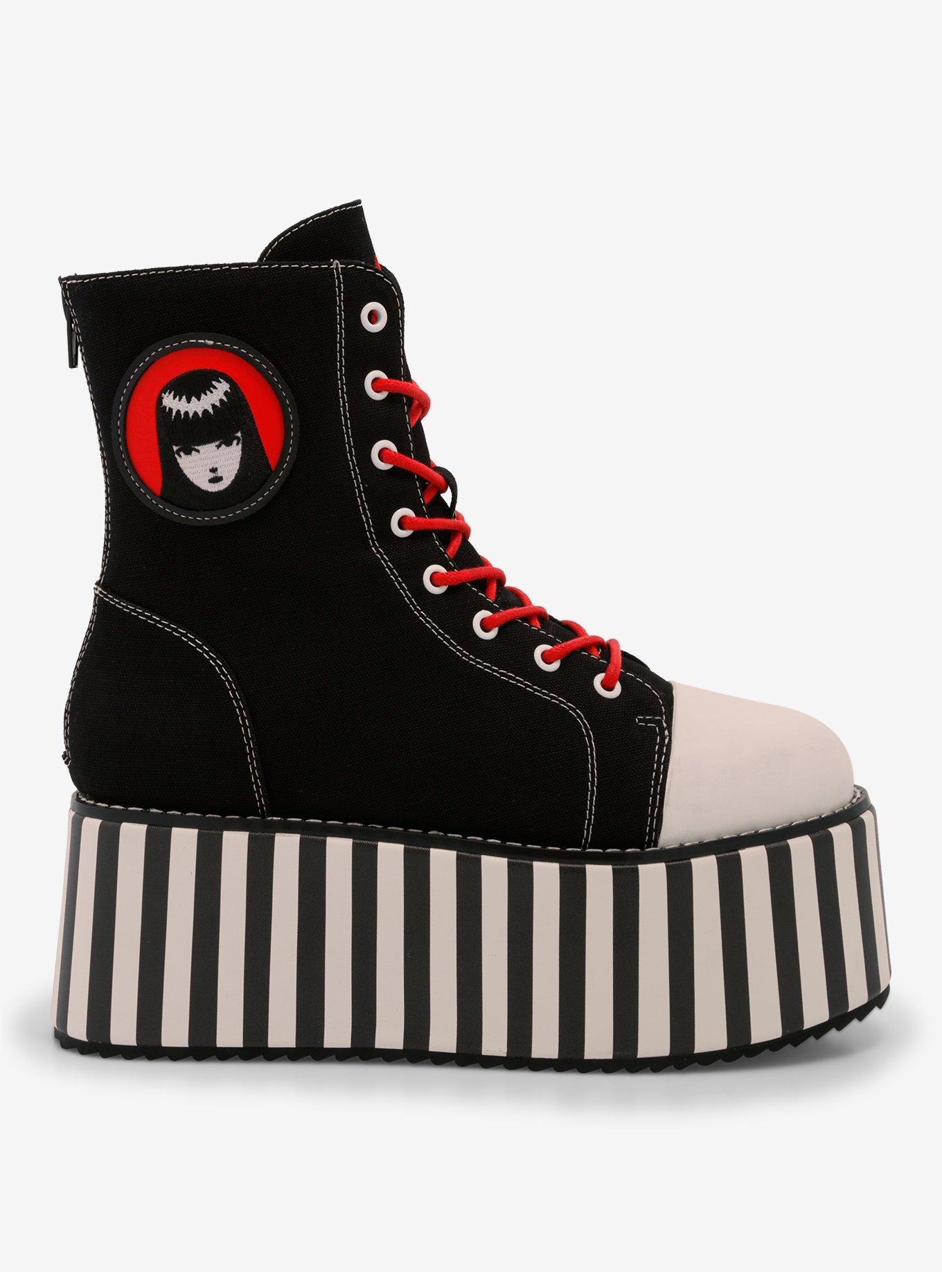 YRU X Emily The Strange Stripe Platform Boots, MULTI, alternate